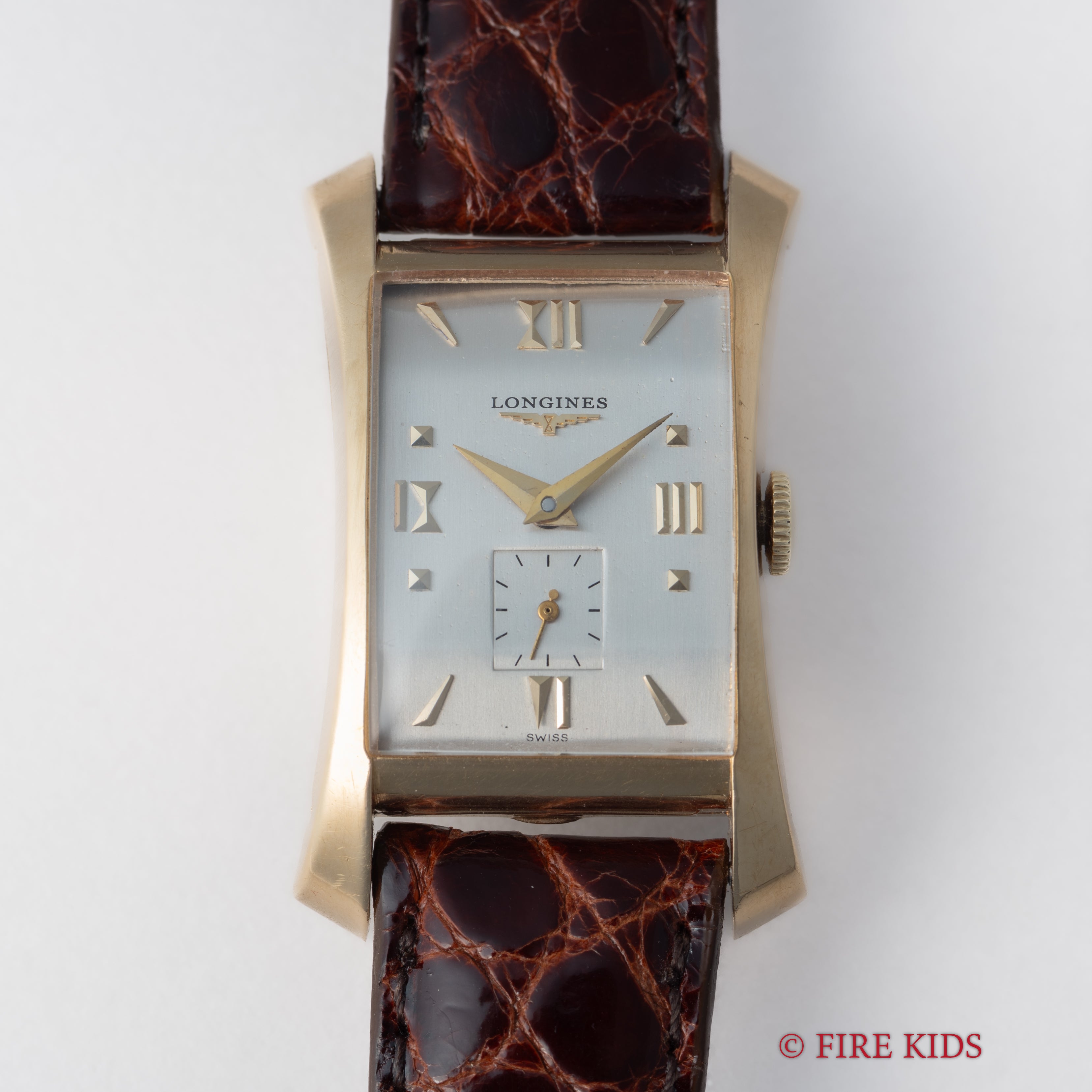 ロンジン 14金無垢 フレアードケース アワーグラス 手巻き 1952年刻印 Cal.9LT カットガラス