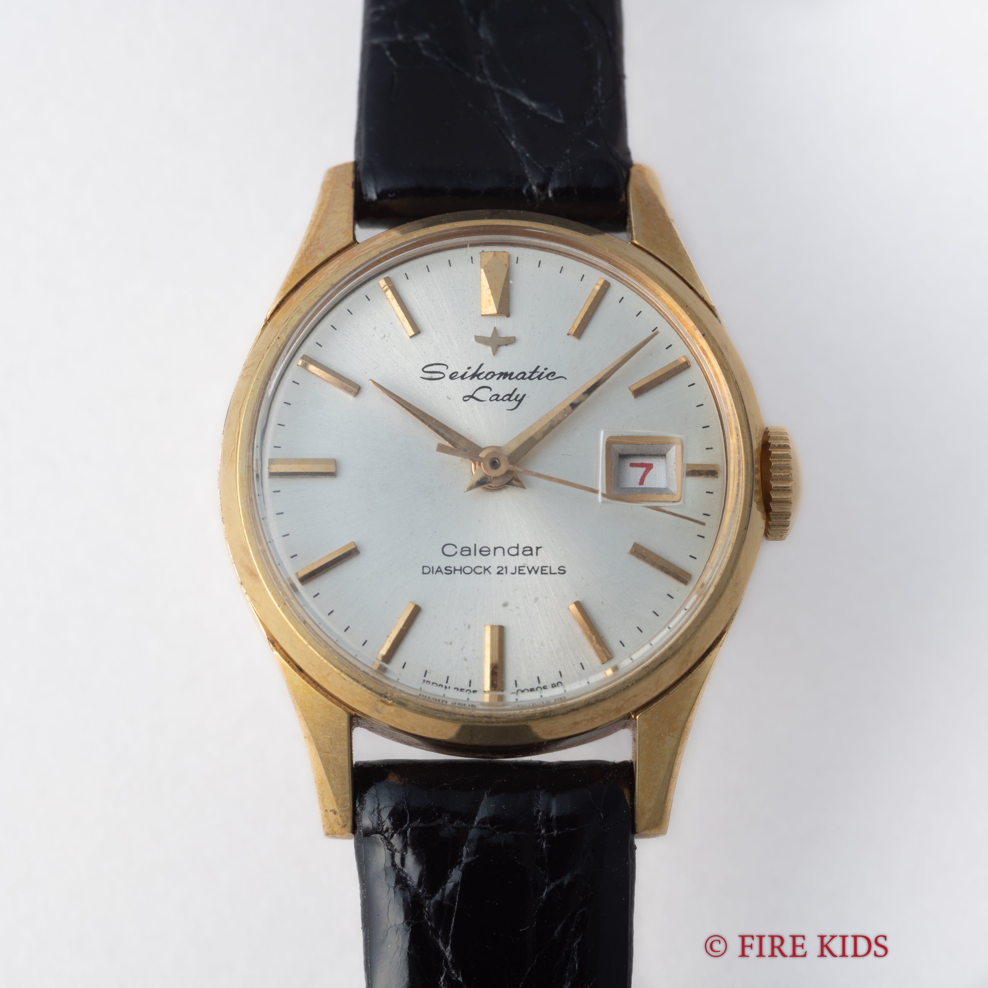 セイコー マチックレディ 1964年製 レディース 自動巻き 赤カレンダー 箱、タグ、純正尾錠付き