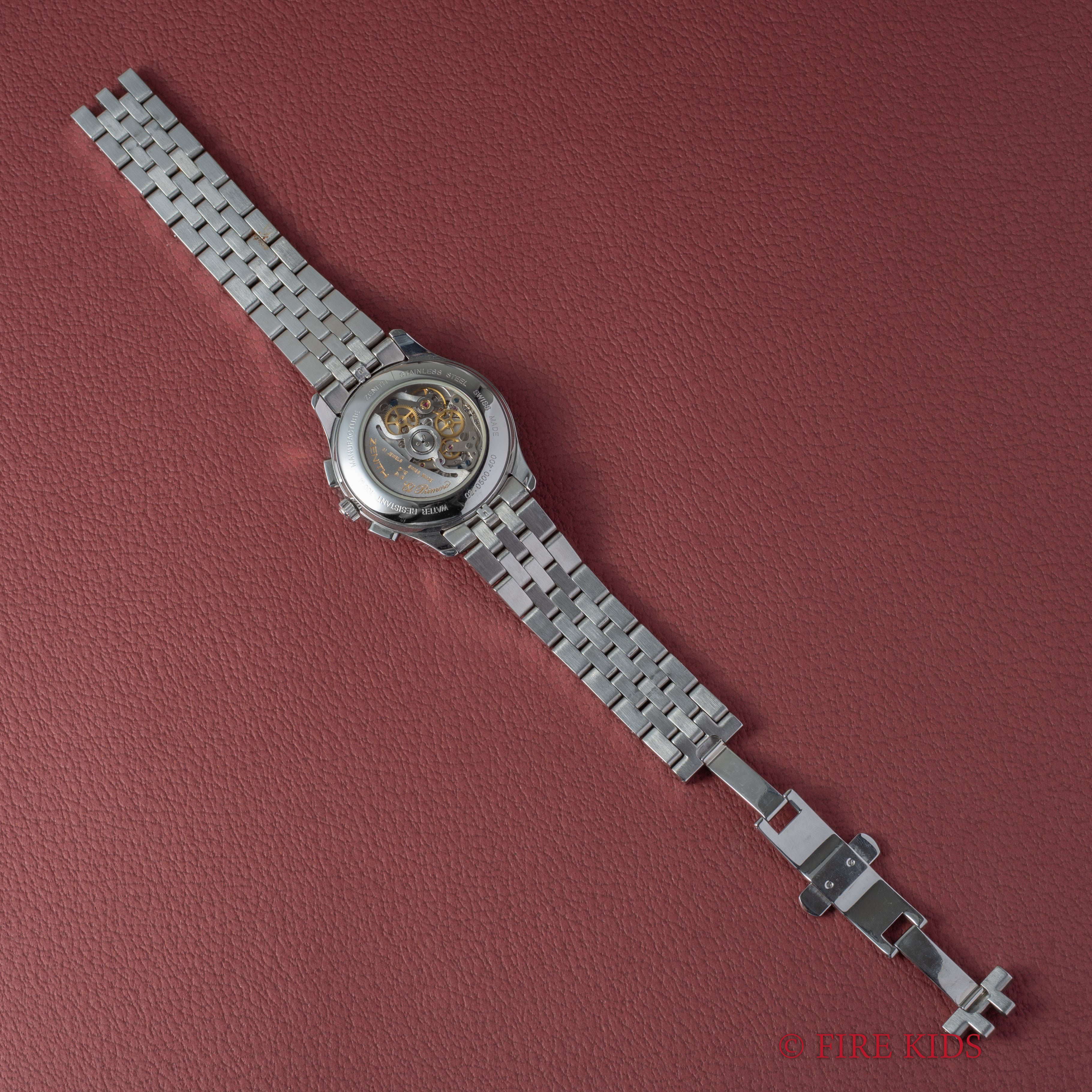 ゼニス クラス エル・プリメロ 1990年代製 自動巻クロノグラフ 裏スケルトン 純正ブレス