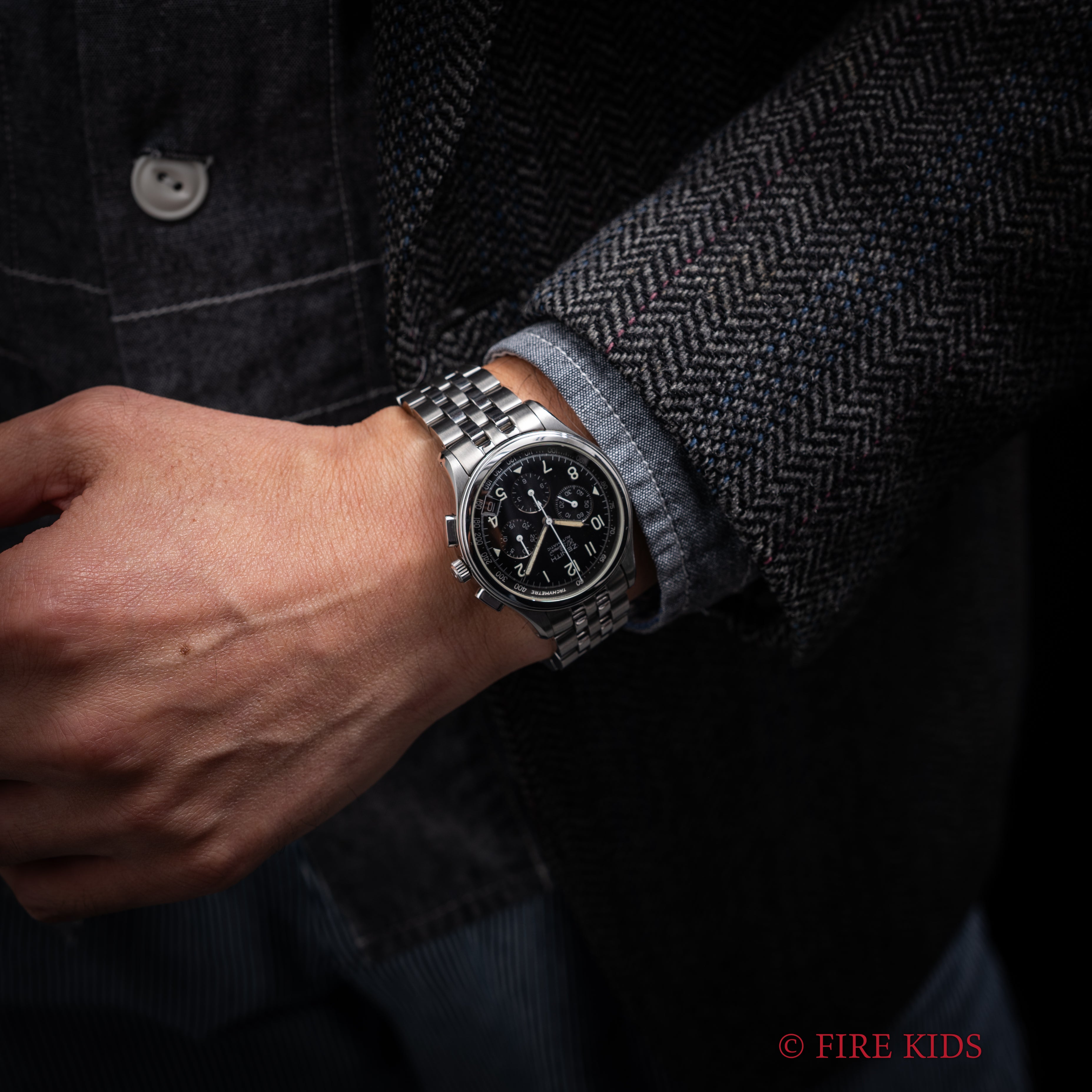 ゼニス クラス エル・プリメロ 1990年代製 自動巻クロノグラフ 裏スケルトン 純正ブレス