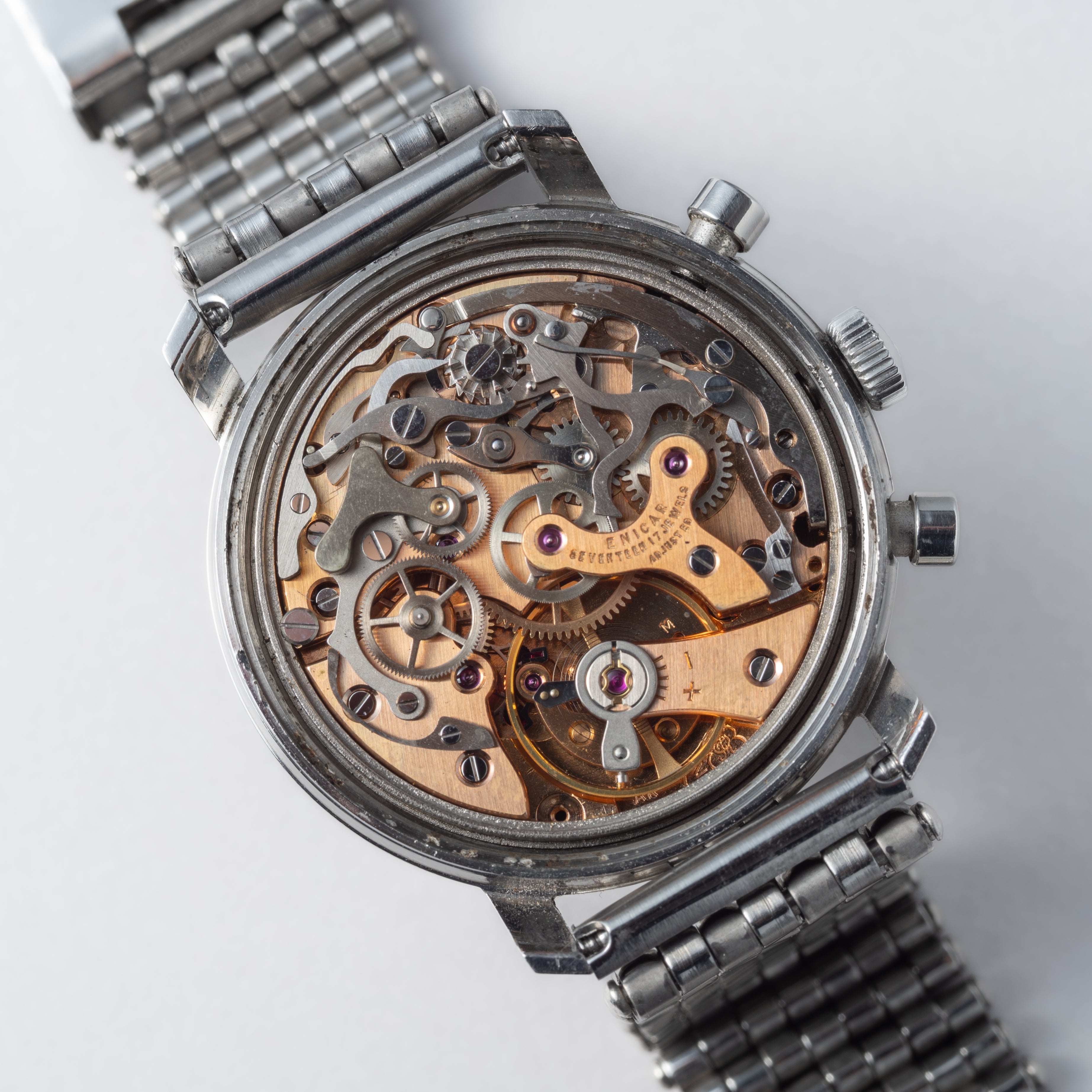 エニカ バルジュー72搭載クロノグラフ ガルニクス 1960年代製 手巻 社外ライスブレス