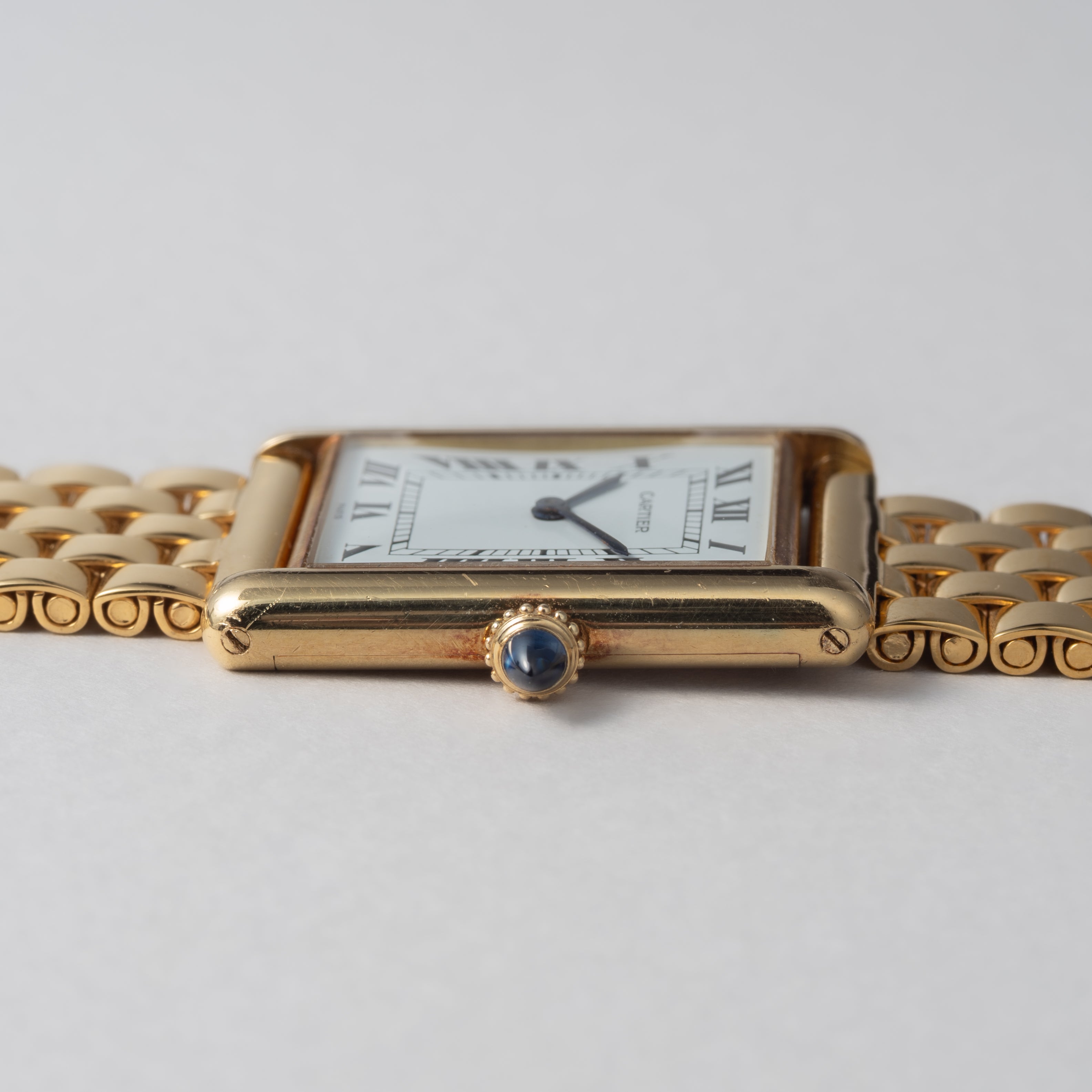 カルティエ タンクルイ18金無垢LMサイズ PARISダイヤル 手巻