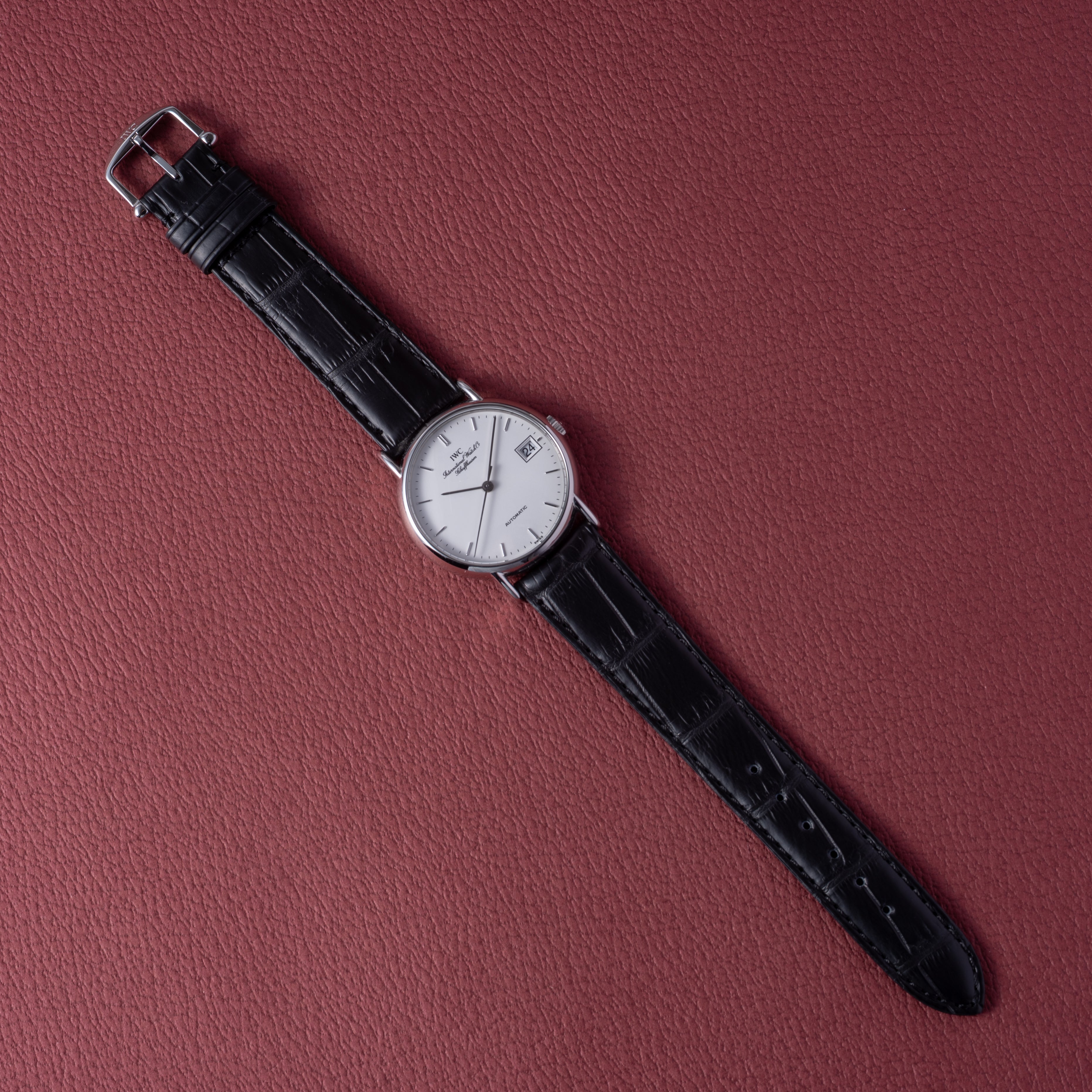 IWC ポートフィノ 2000年製 自動巻 ホワイトエナメルダイヤル 純正尾錠付き 純正革ベルト