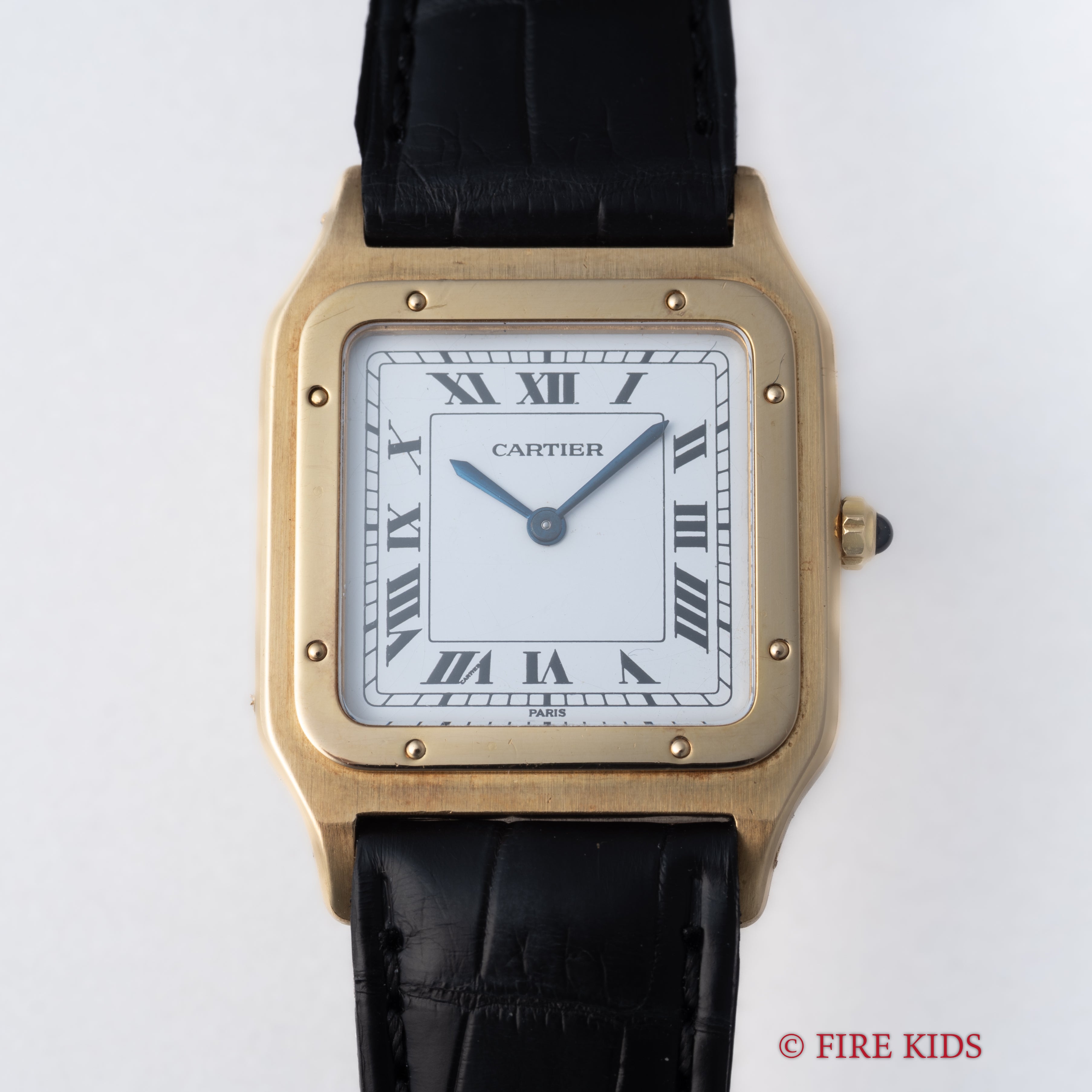 カルティエ 18金無垢サントスデュモン LMサイズ 1980年代製 手巻 PARISダイヤル 18KYG純正尾錠