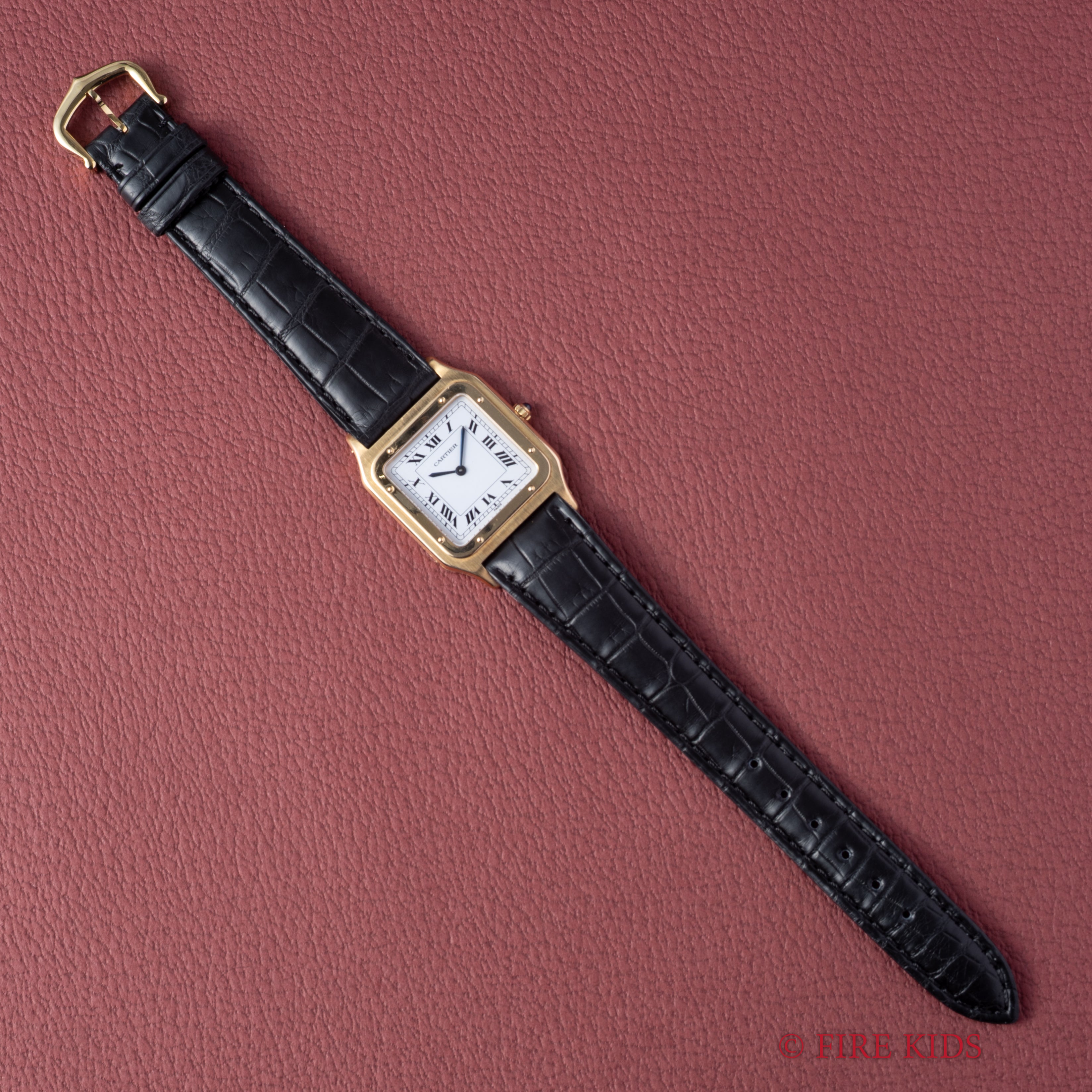 カルティエ 18金無垢サントスデュモン LMサイズ 1980年代製 手巻 PARISダイヤル 18KYG純正尾錠