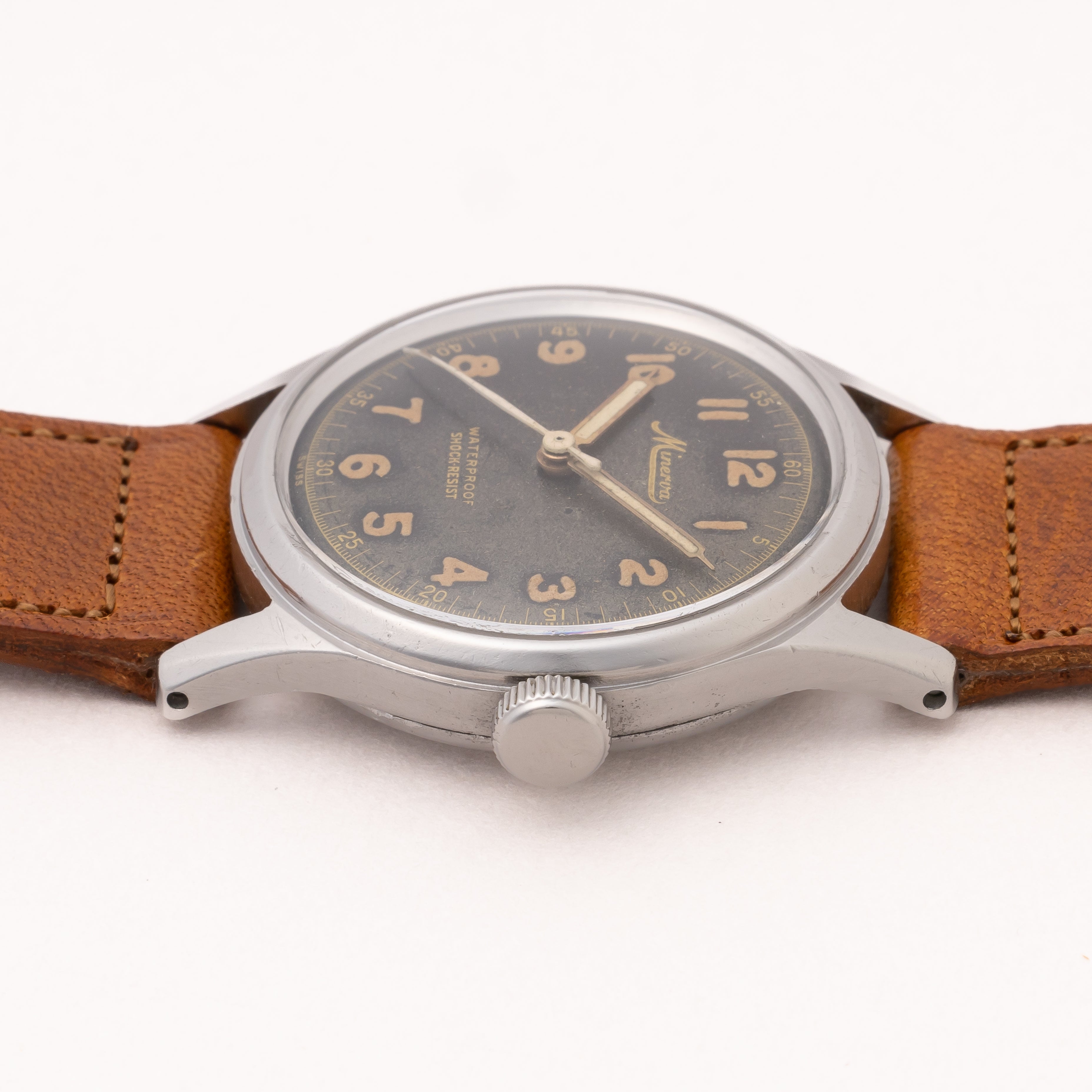 ミネルバ オリジナルブラックアラビアダイヤル 手巻き 1940年代