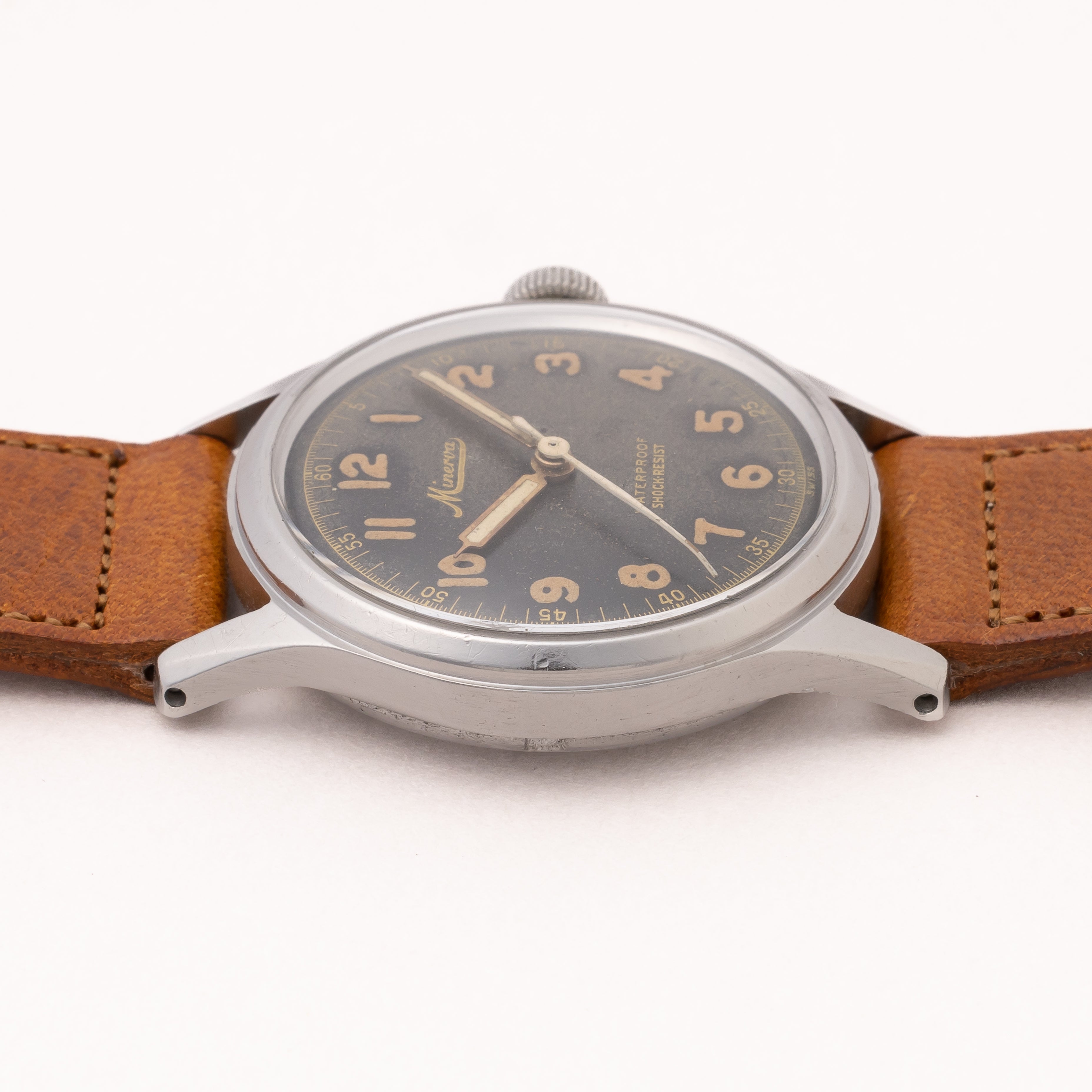 ミネルバ オリジナルブラックアラビアダイヤル 手巻き 1940年代