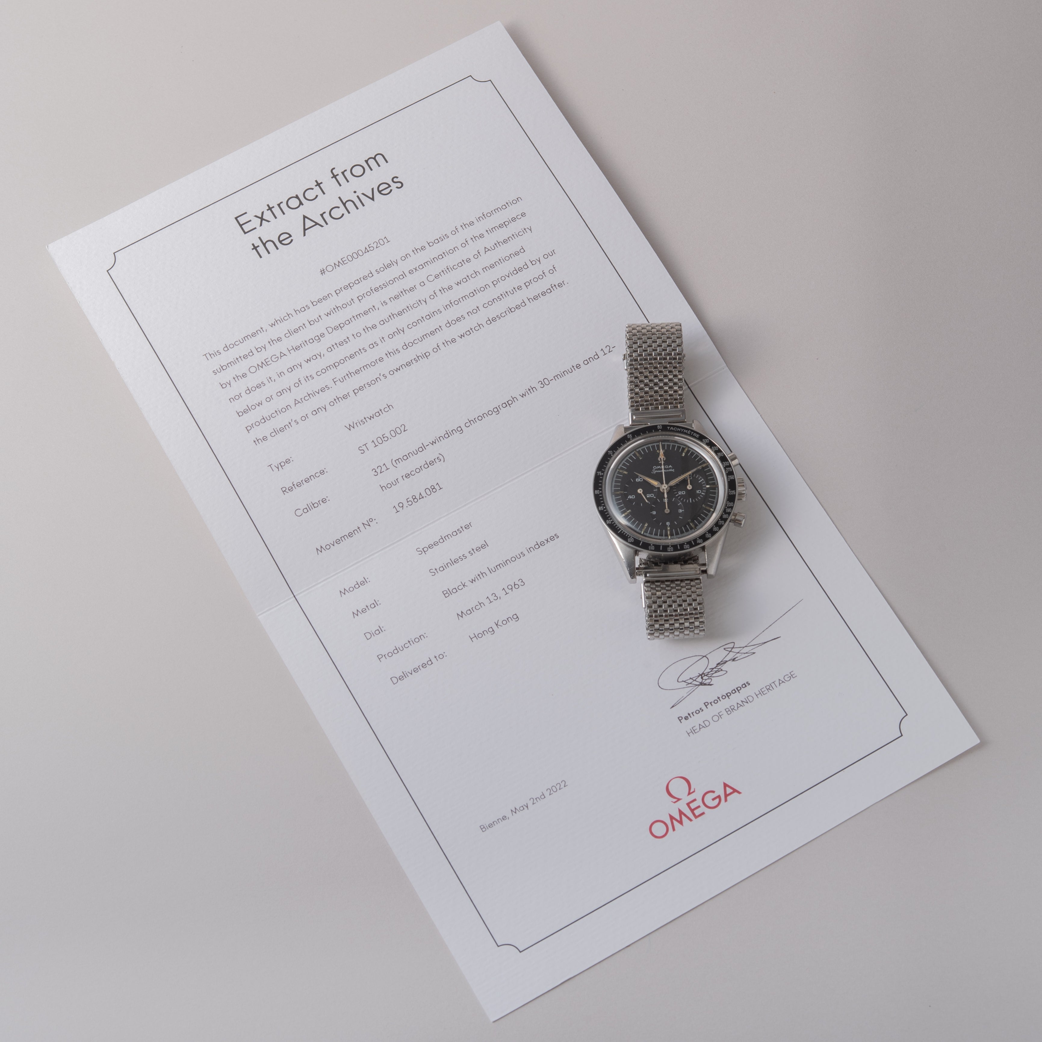 オメガ スピードマスター 2nd 1963年製 アーカイブ付き Ref.ST105.002