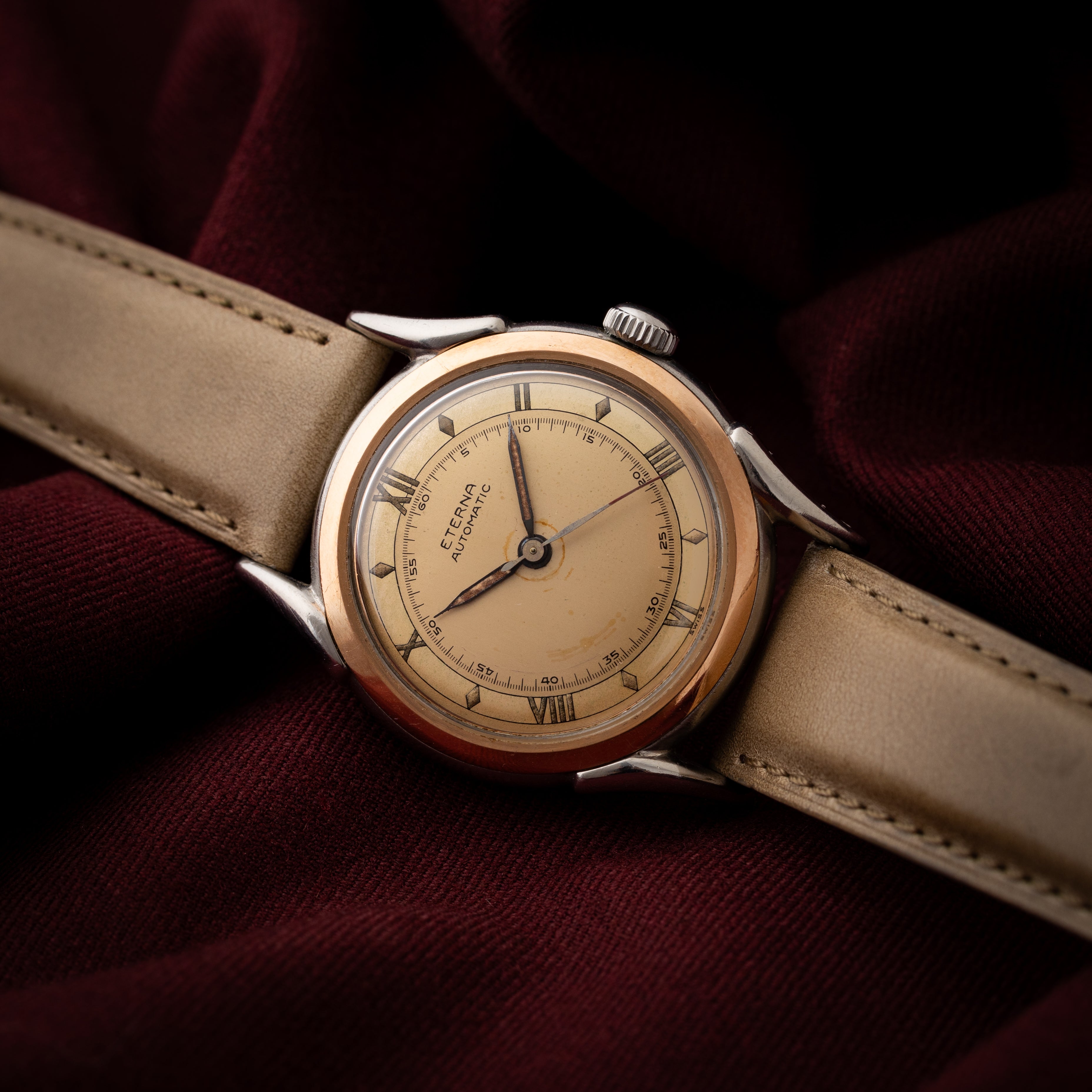 エテルナ オートマチック 1940年代 ツートンダイヤル ピンクゴールド×ステンレス コンビ