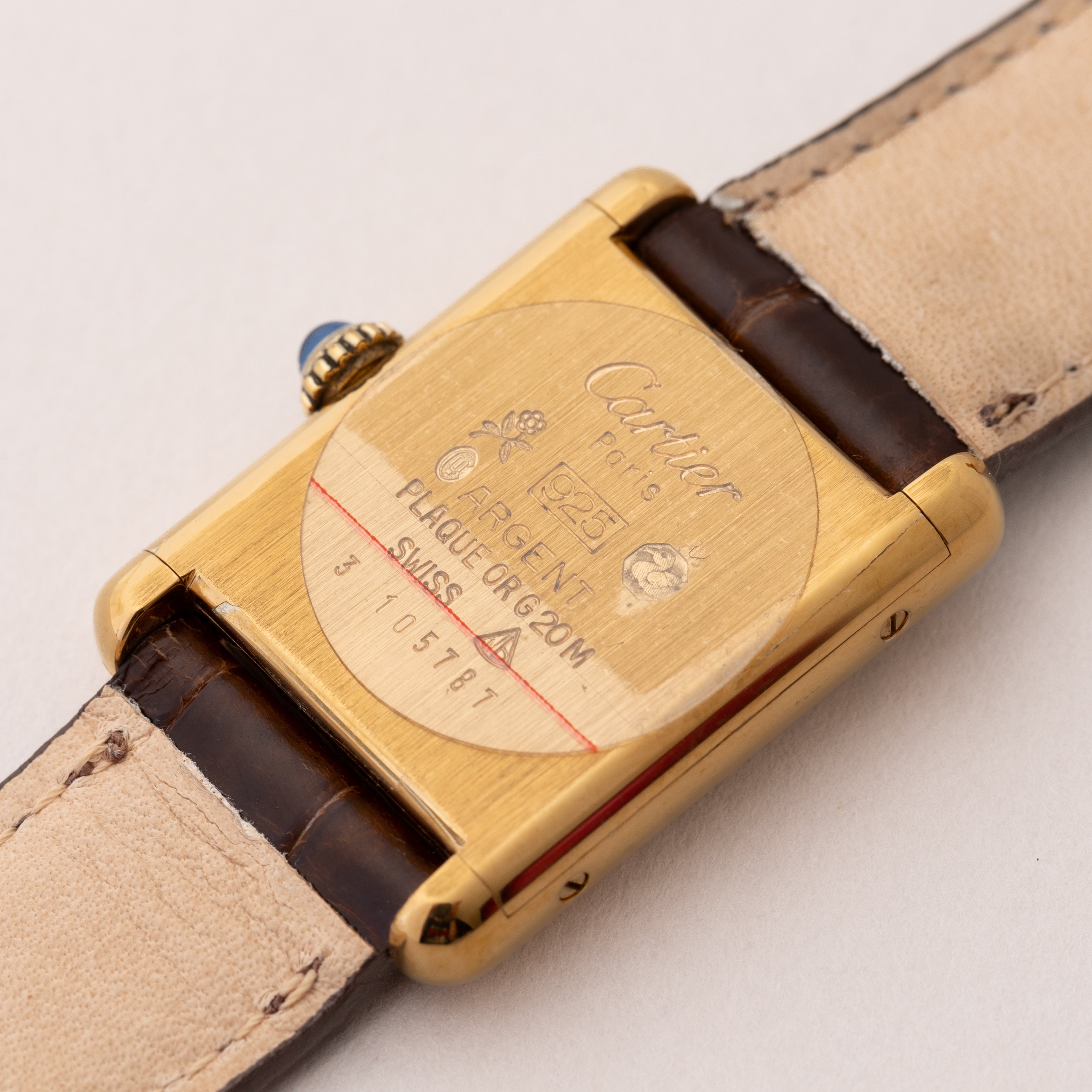 カルティエ マストタンク 1980年代製 ブラックローマンダイヤル 純正バックル付き