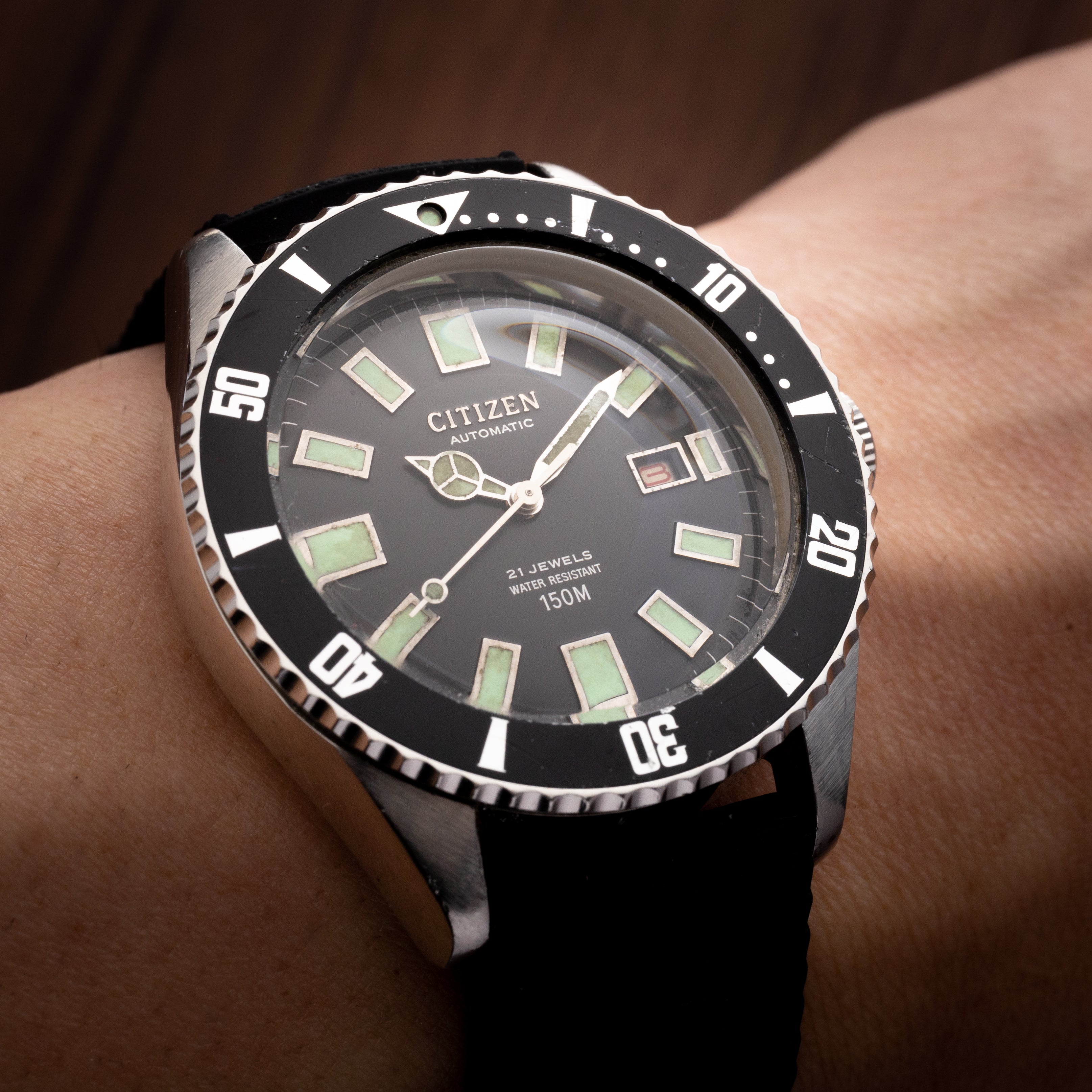 シチズン 1976年製 チャレンジダイバー 150M 赤カレンダー