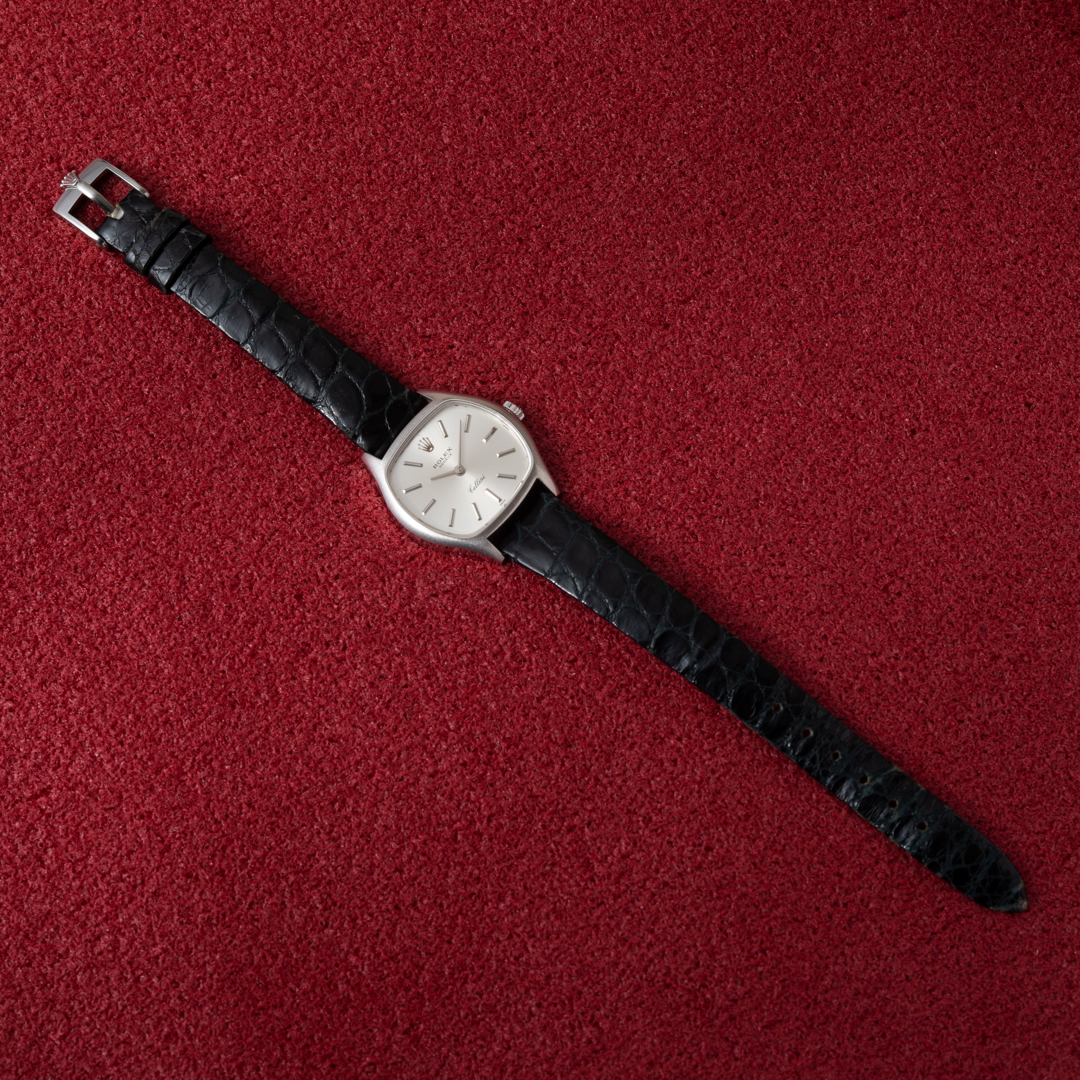 ロレックス レディース チェリーニ 18KWG 1974年製 純正革ベルト付き