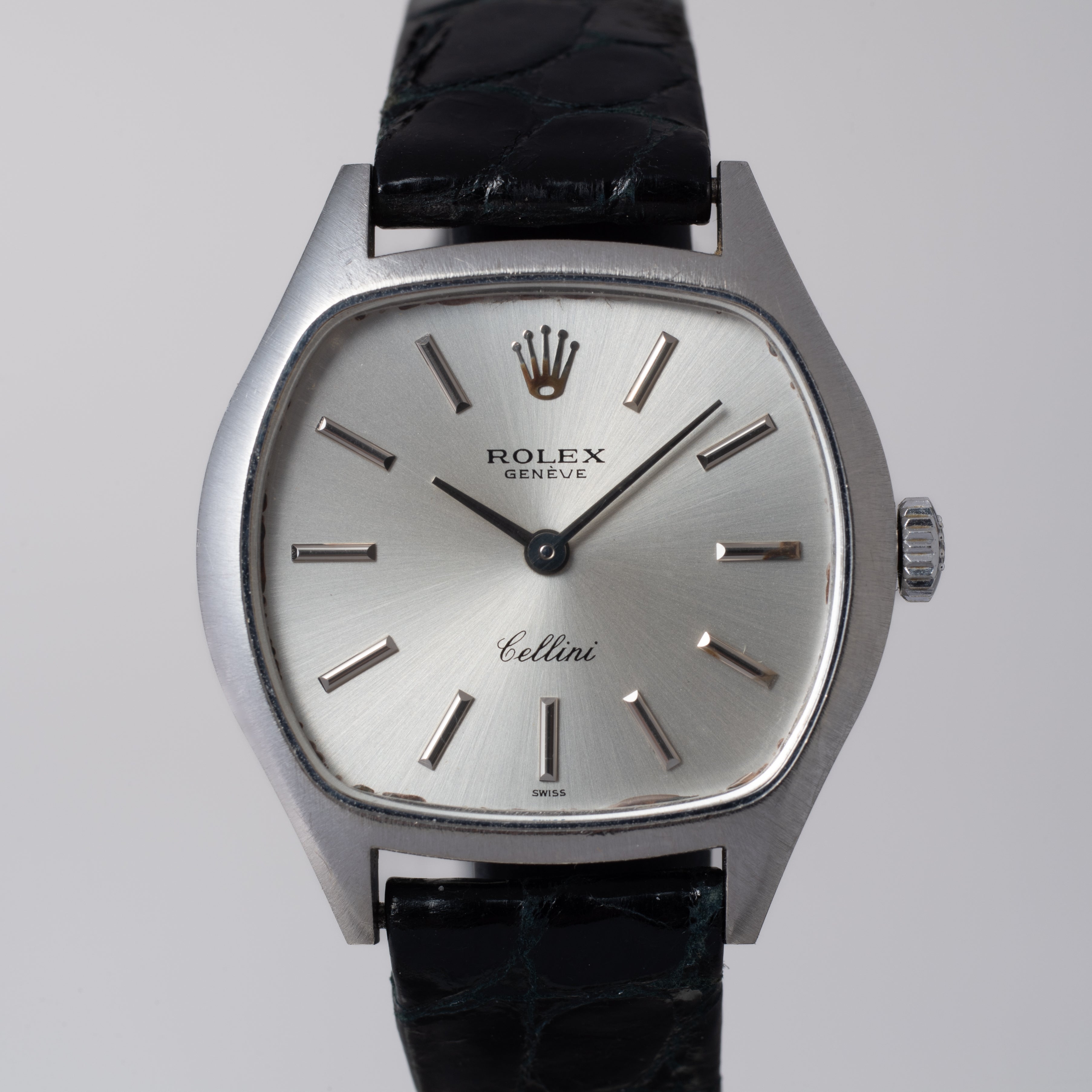 ロレックス レディース チェリーニ 18KWG 1974年製 純正革ベルト付き