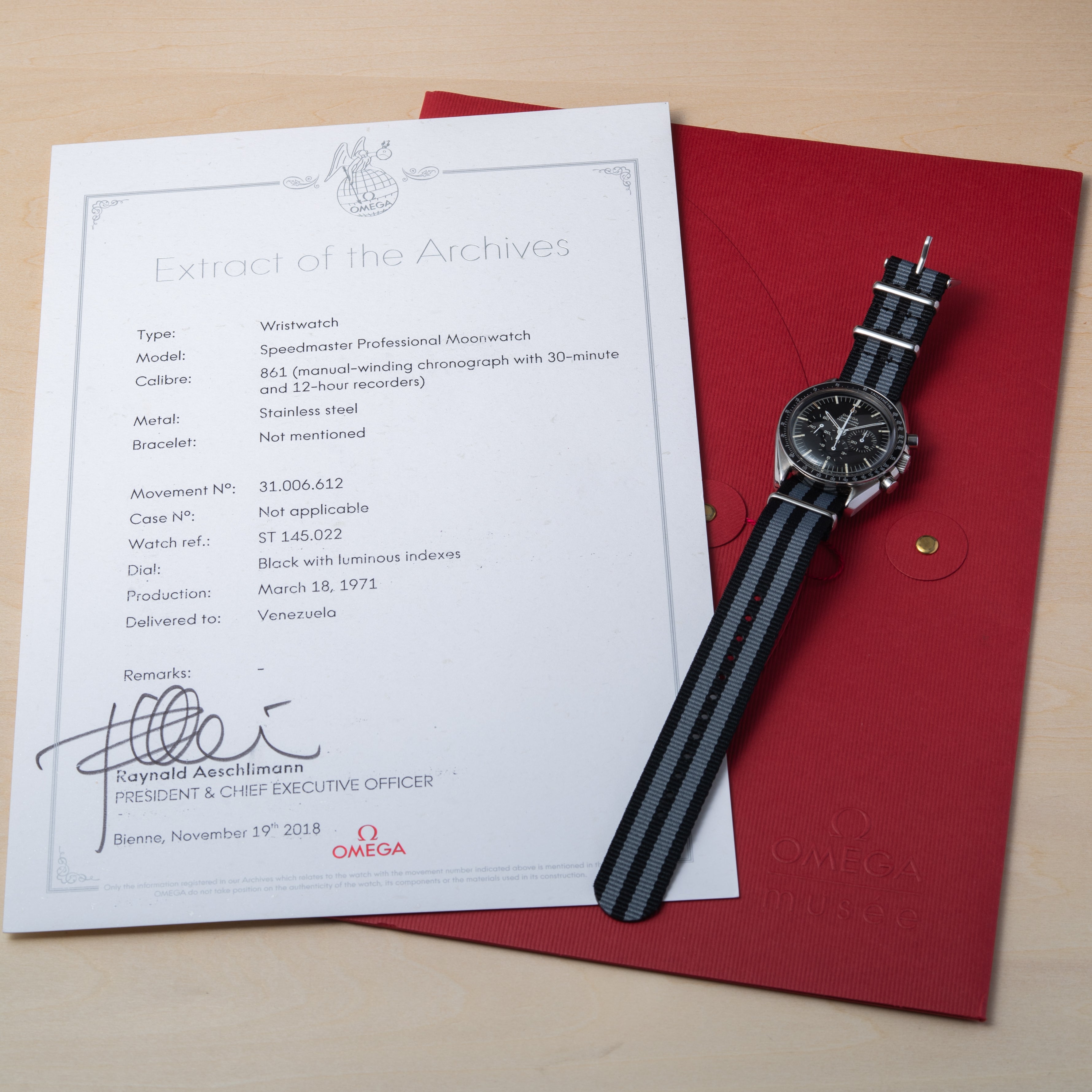 オメガ スピードマスター プロフェッショナル 1971年製 5th初期 Ref.145.022 アーカイブ付き