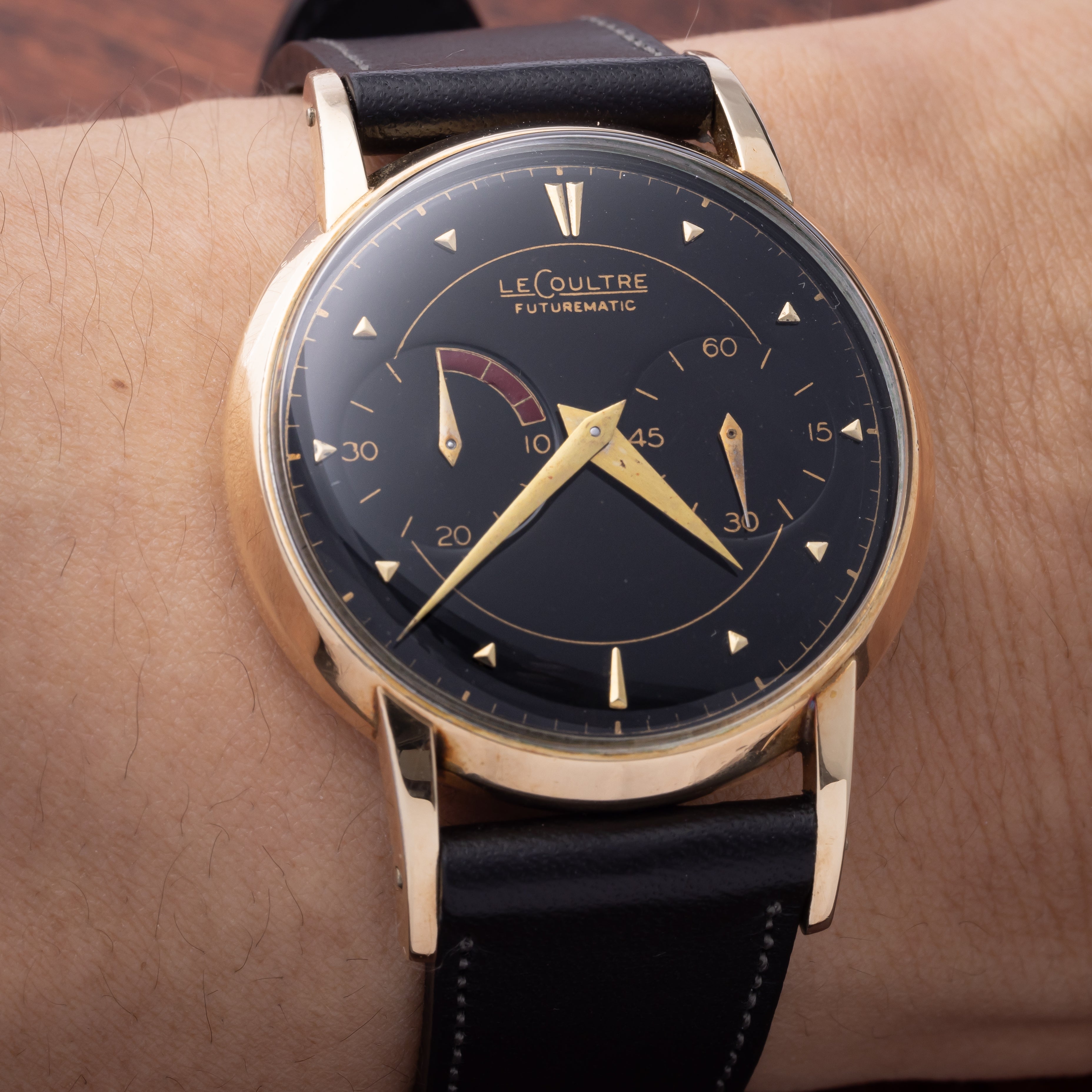 ルクルト フューチャーマチック 1950年代製 リダンブラックミラーダイヤル10KGF パワーリザーブ自動巻き