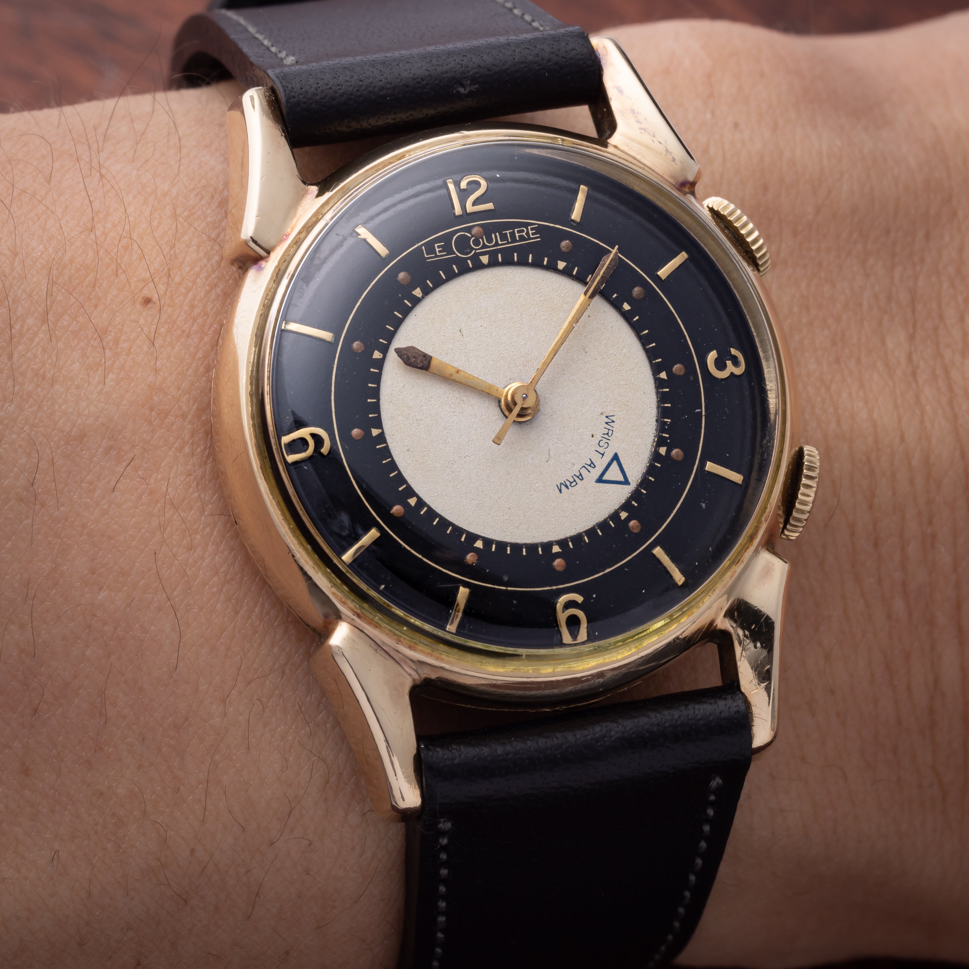 ルクルト リストアラームファーストモデル 1950年代製 ツートンブラックミラーブルズアイ10KGF