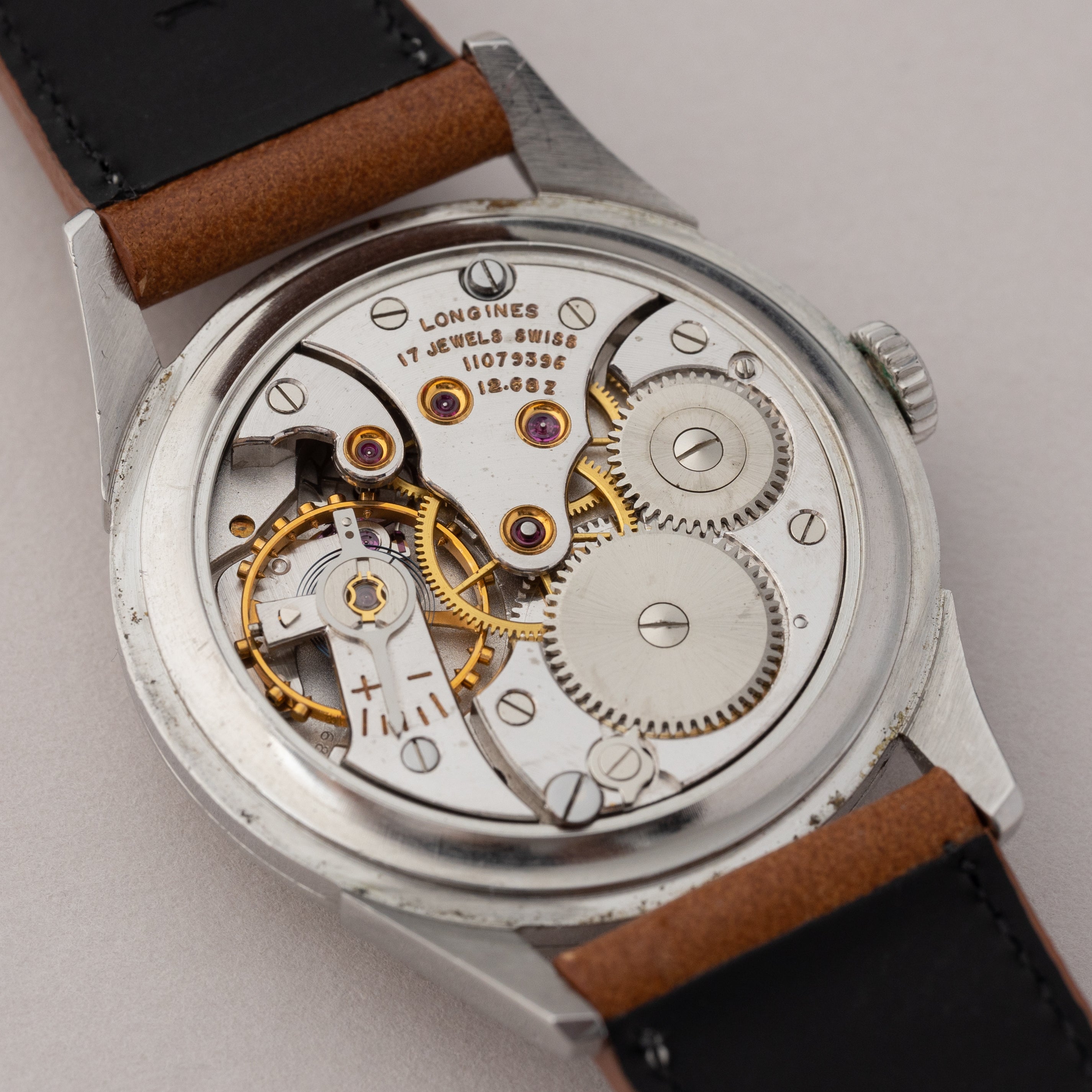 ロンジン Cal.12.68Z 1959年製 ステンレスケース オリジナルダイヤル 純正尾錠付