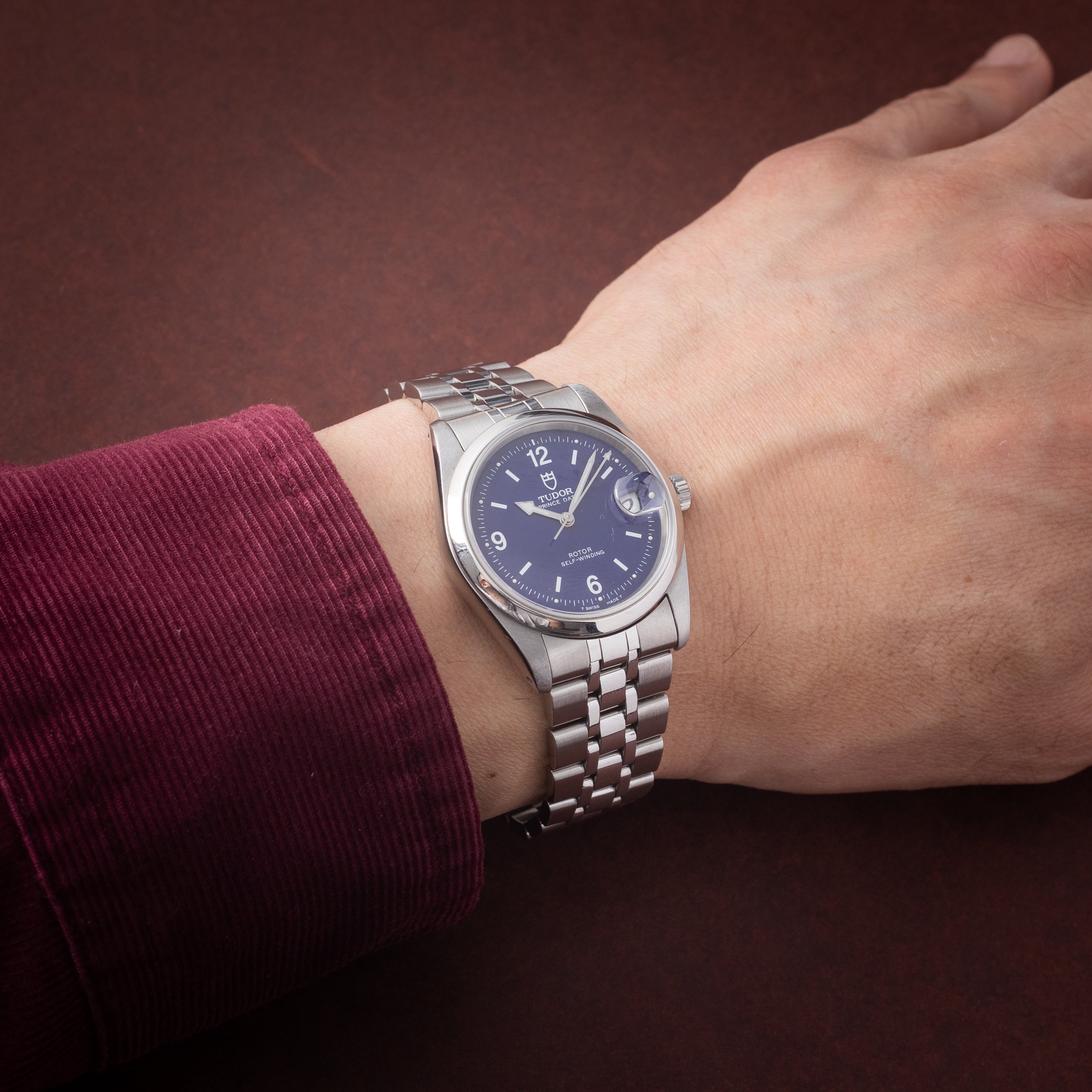 チューダー プリンスデイト 1997年製 ダークブルー 王冠リューズ 純正ステンレスブレス