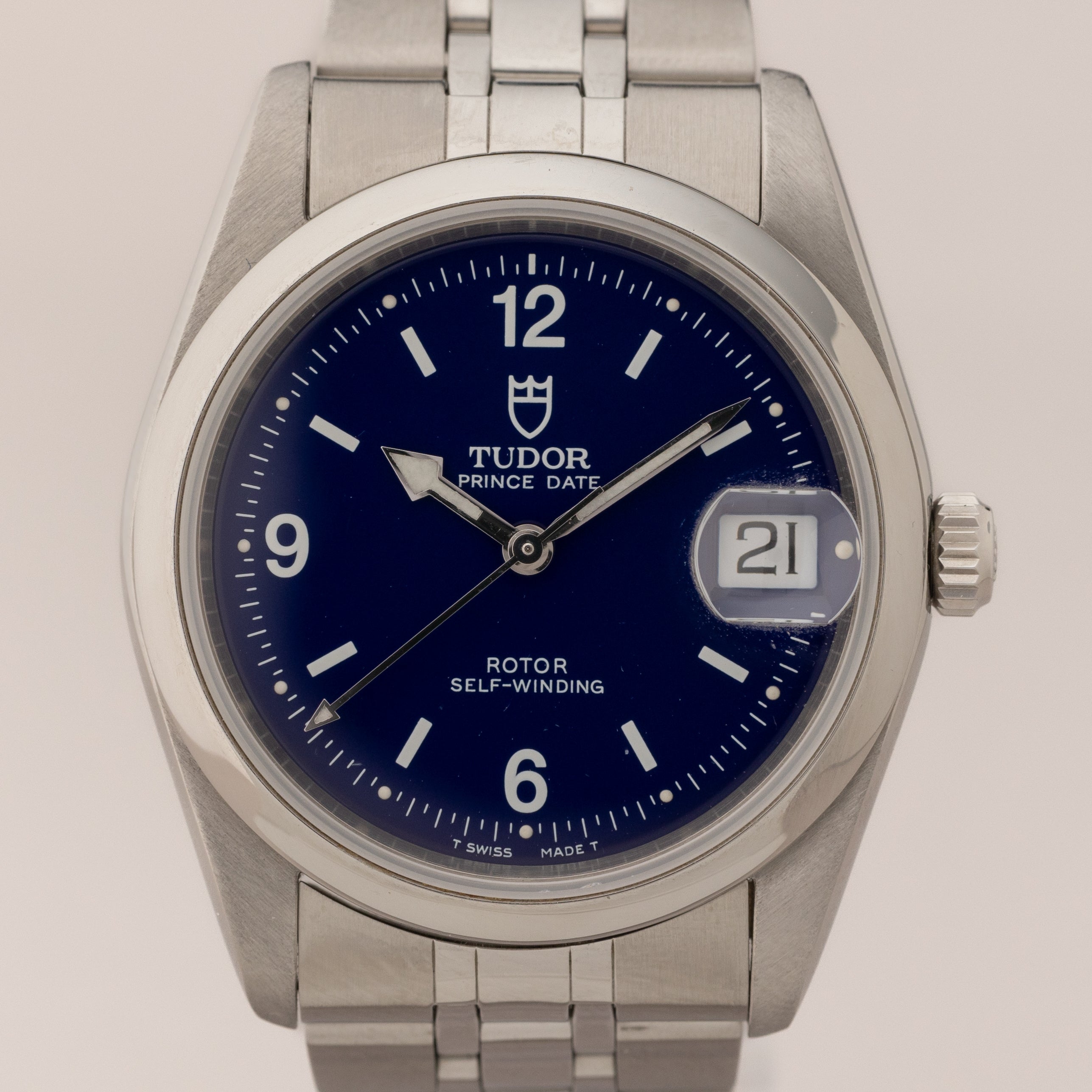 チューダー プリンスデイト 1997年製 ダークブルー 王冠リューズ 純正ステンレスブレス