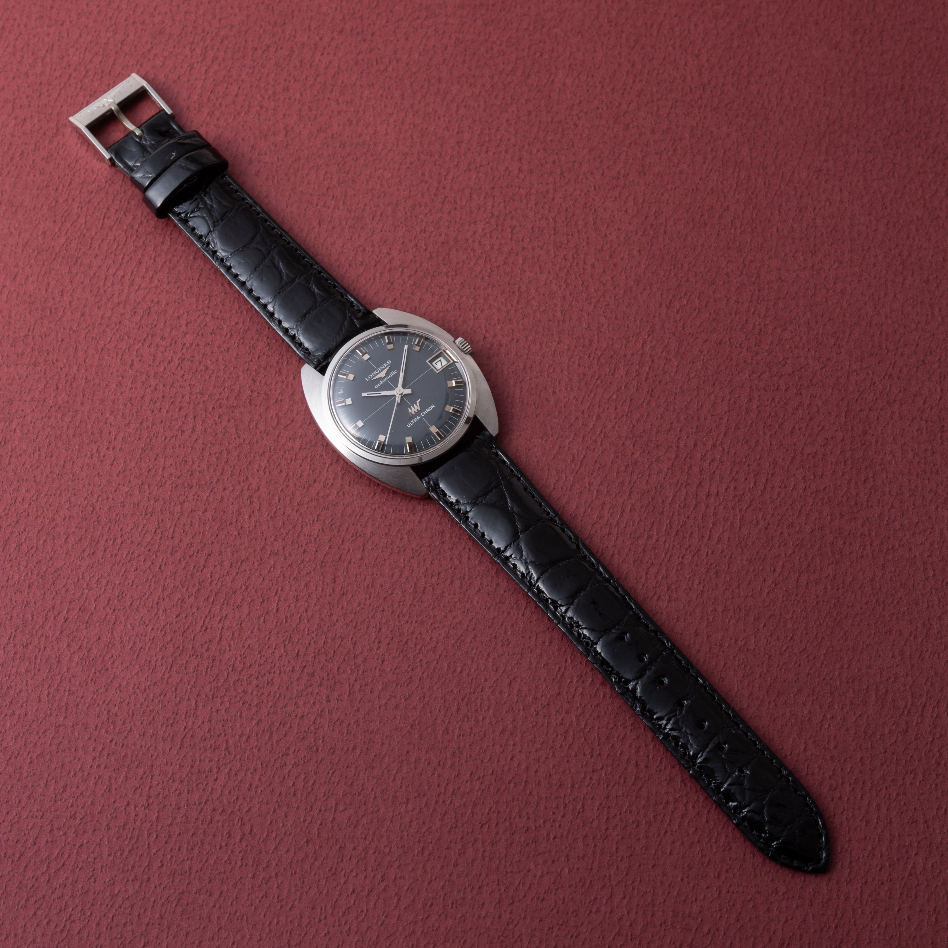 ロンジン ウルトラクロン 1969年製 クロスライン グレーダイヤル タグ付き