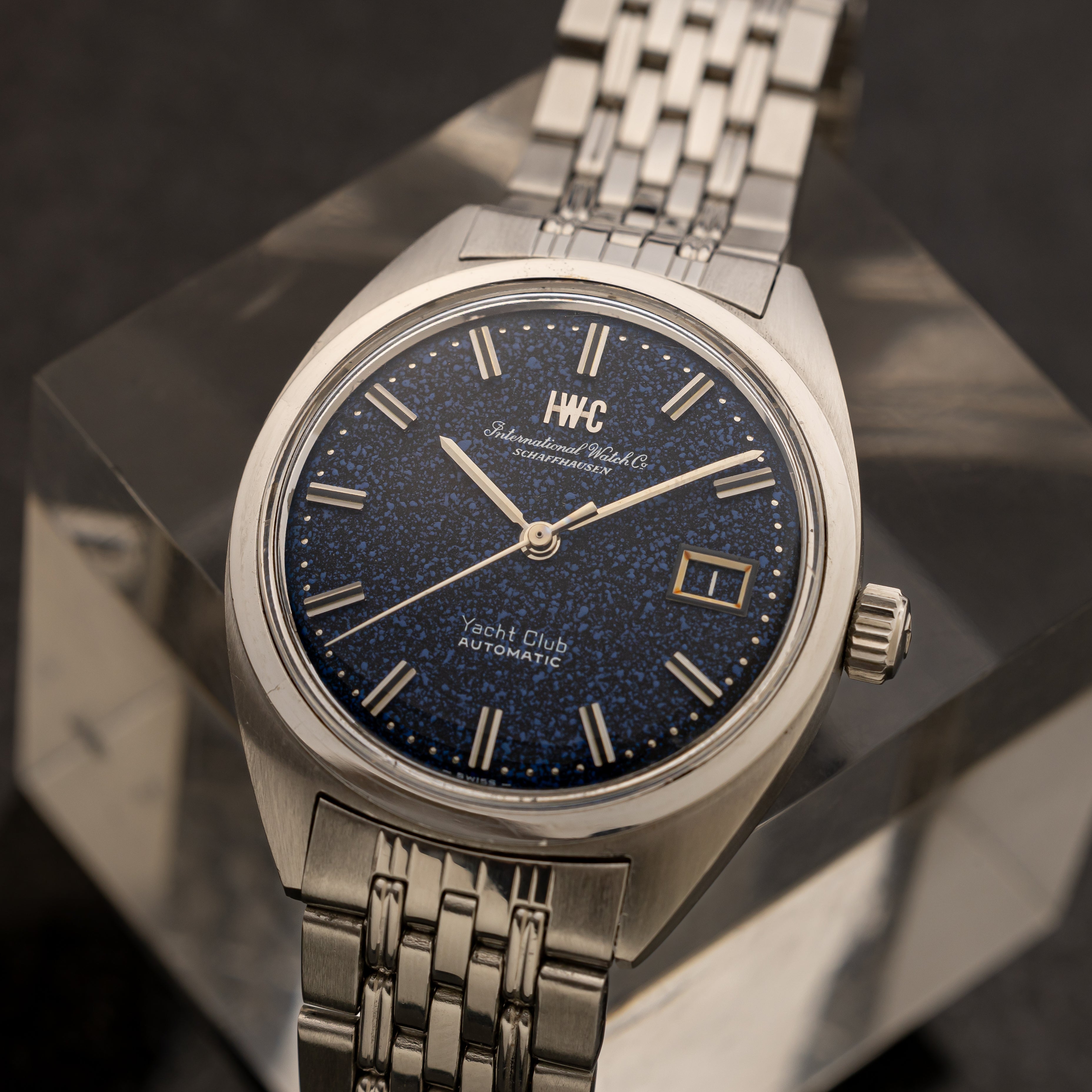 IWCヨットクラブ ブルーマーブル 1969年製 純正ステンレスブレス
