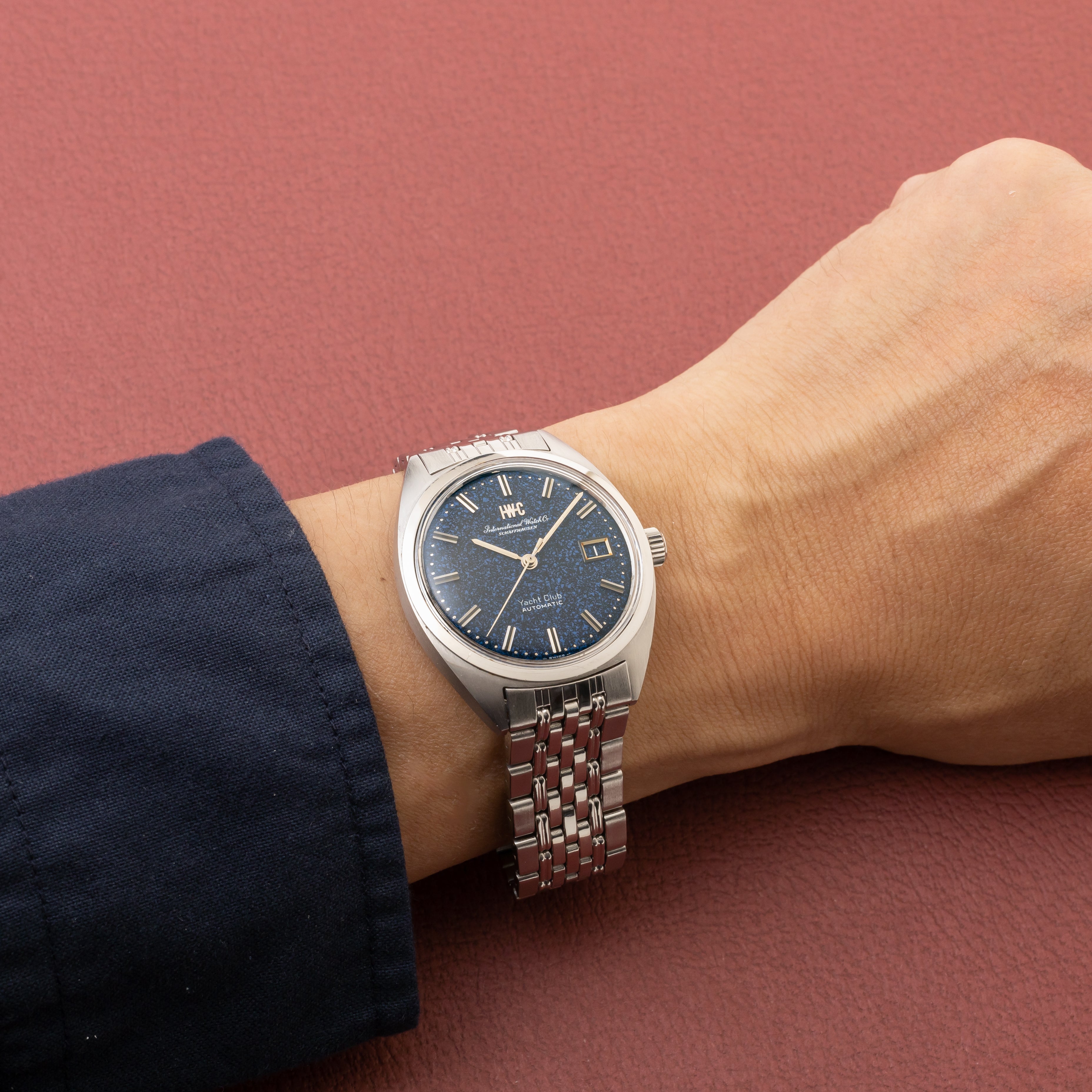 IWCヨットクラブ ブルーマーブル 1969年製 純正ステンレスブレス
