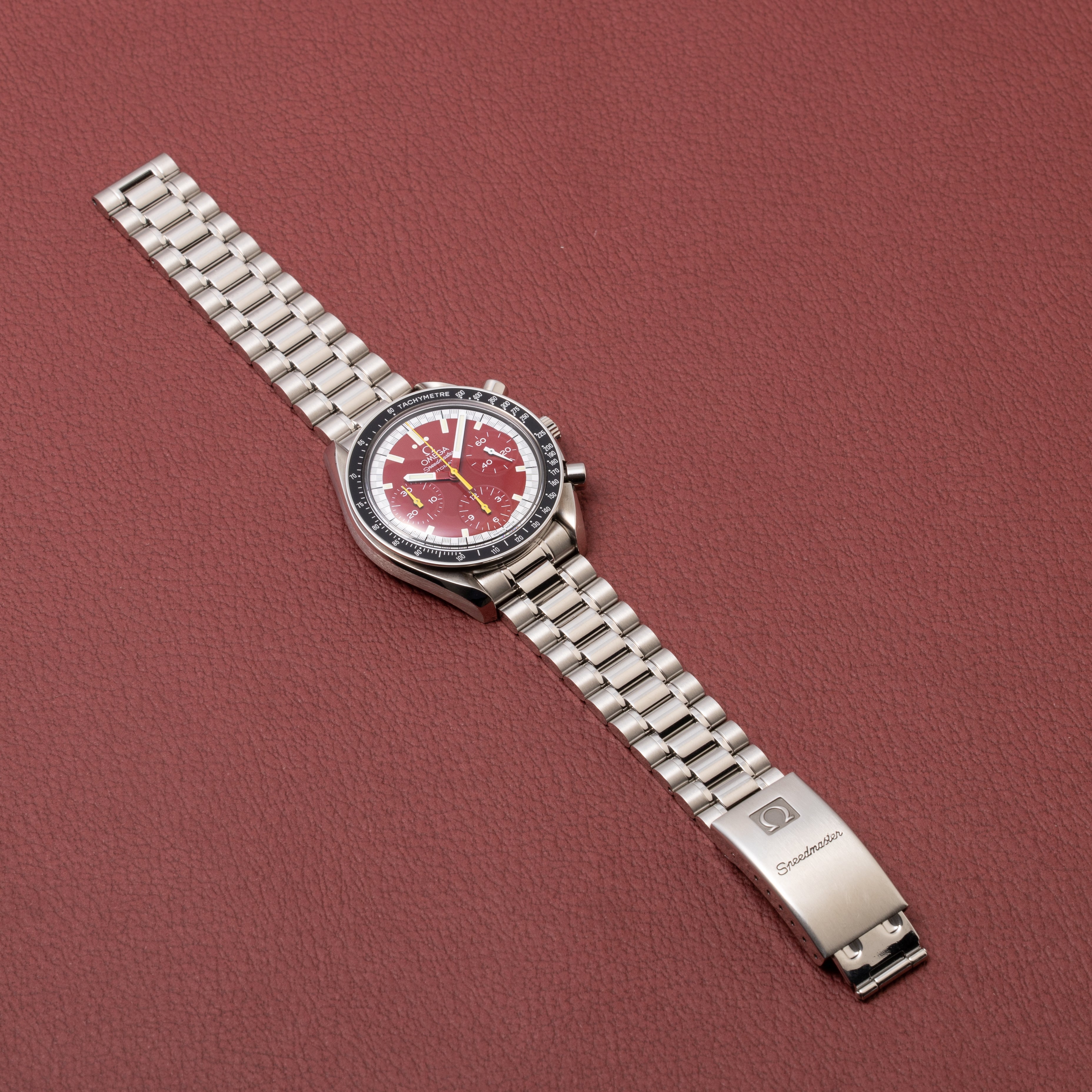 オメガ スピードマスター 1999年製 シューマッハ レッドダイヤル 箱、ギャラ付き