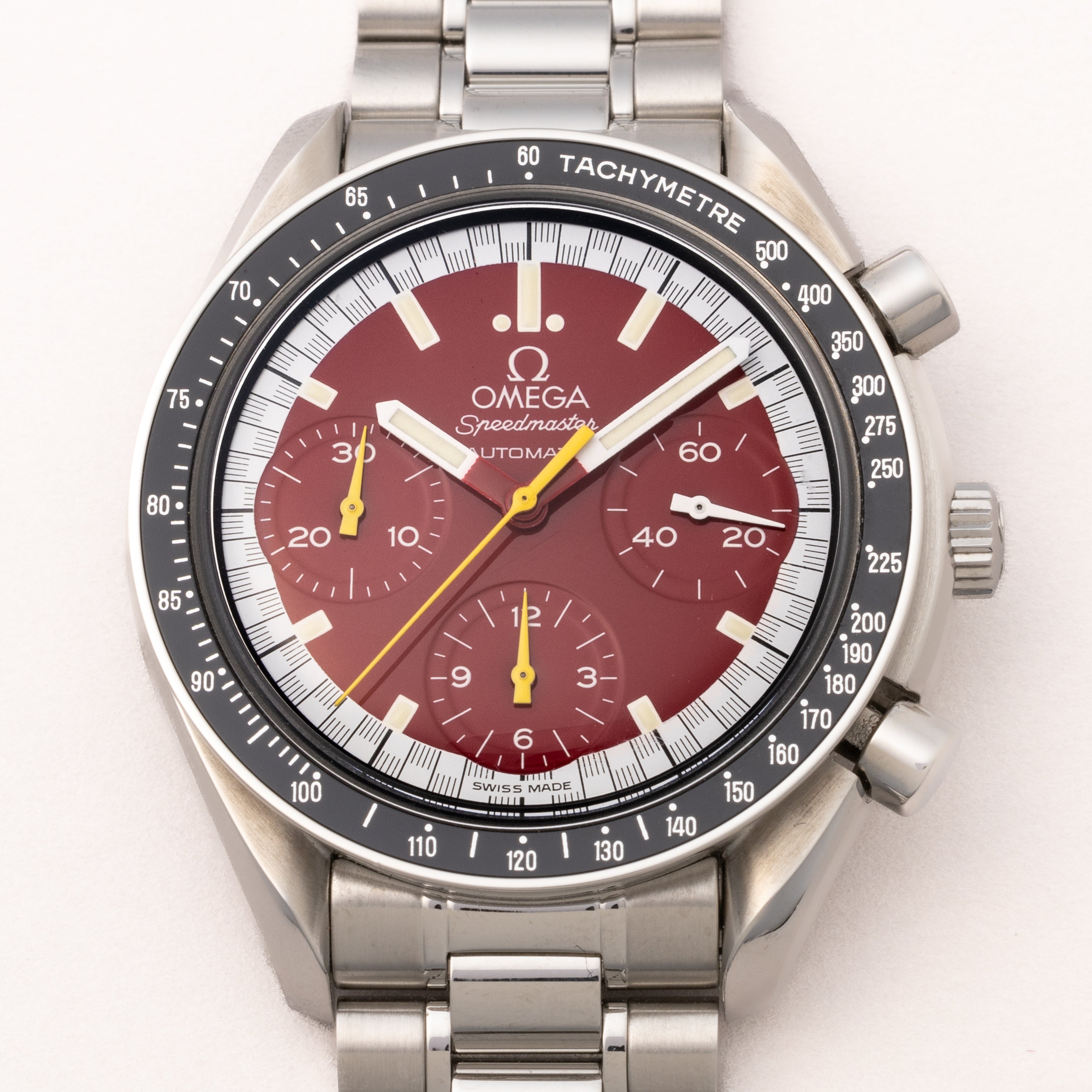 オメガ スピードマスター 1999年製 シューマッハ レッドダイヤル 箱、ギャラ付き