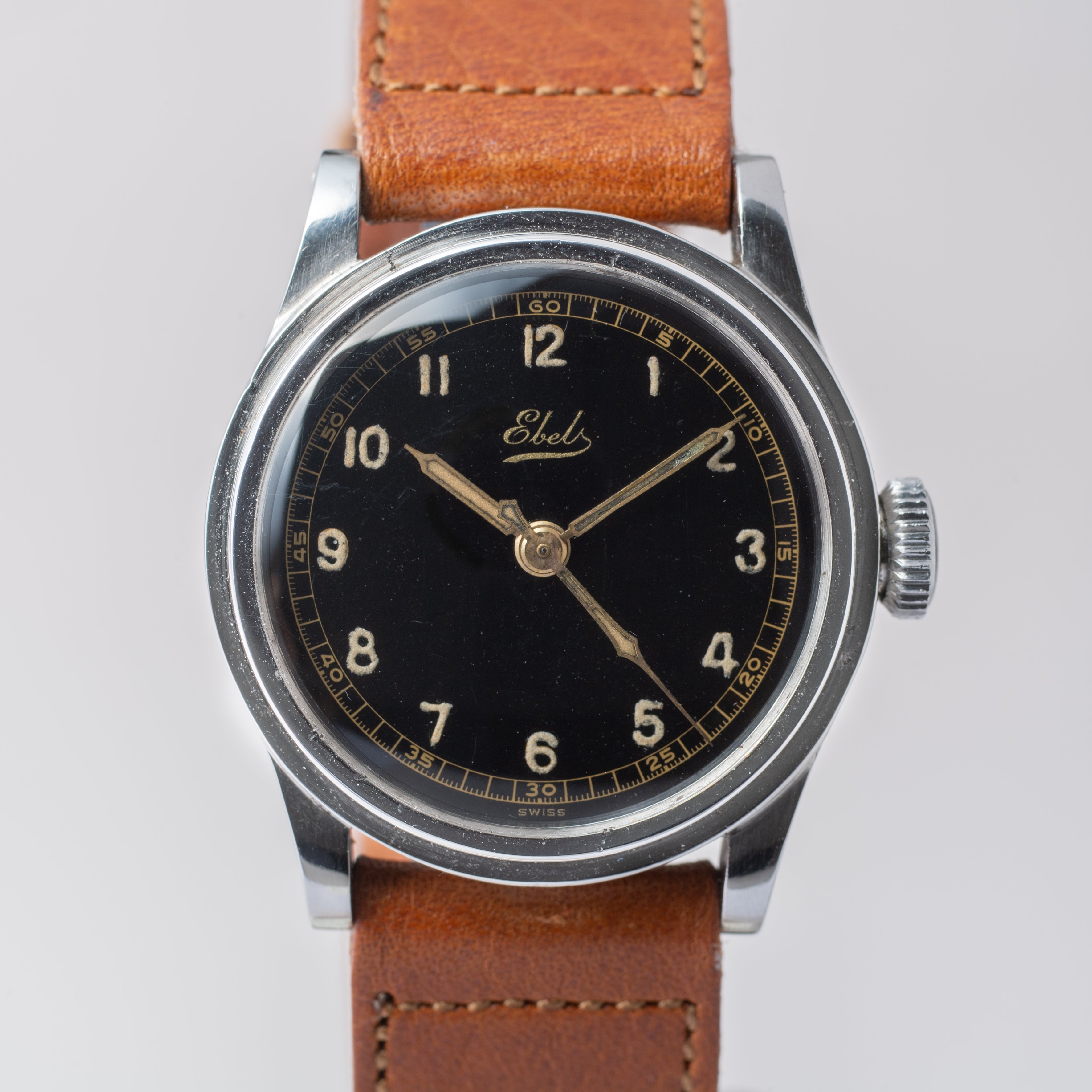 エベル 手巻き トレタケ ブラックギルトダイヤル ステップベゼル 1940年代