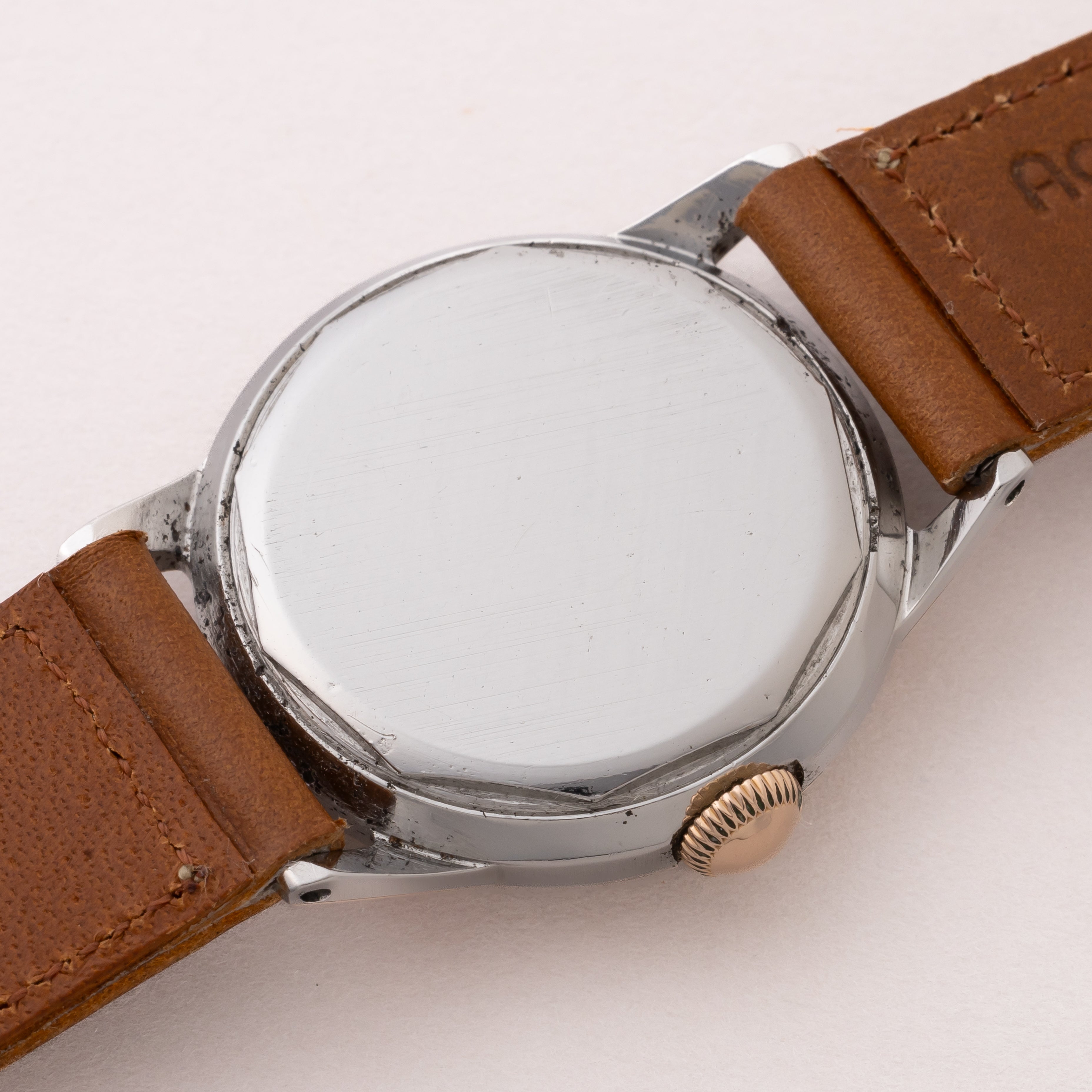 モバード PGコンビ ラウンド ブラックアラビアダイヤル 1940年代 防水ケース