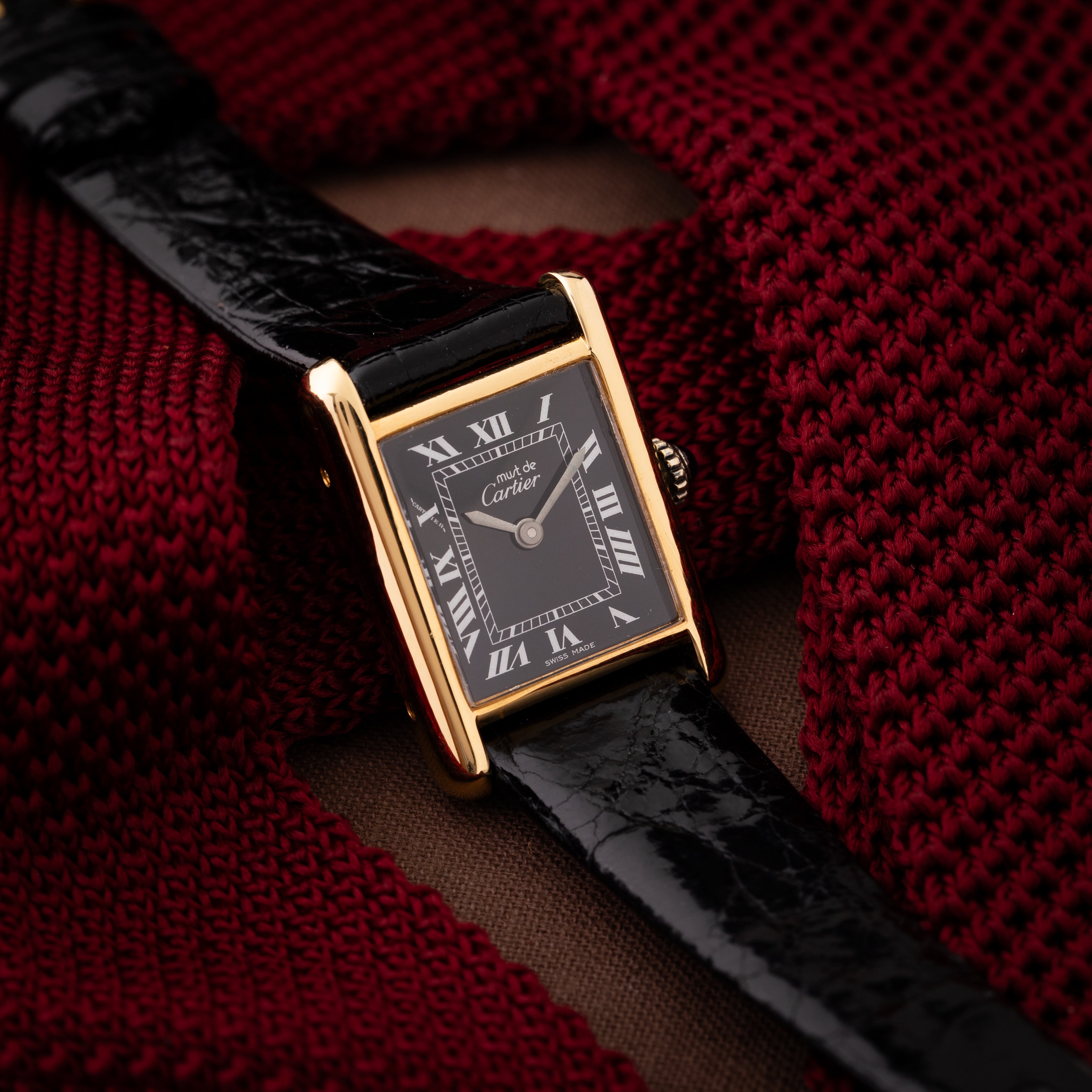カルティエ マストタンク SMサイズ ブラックローマンダイヤル 1980年代