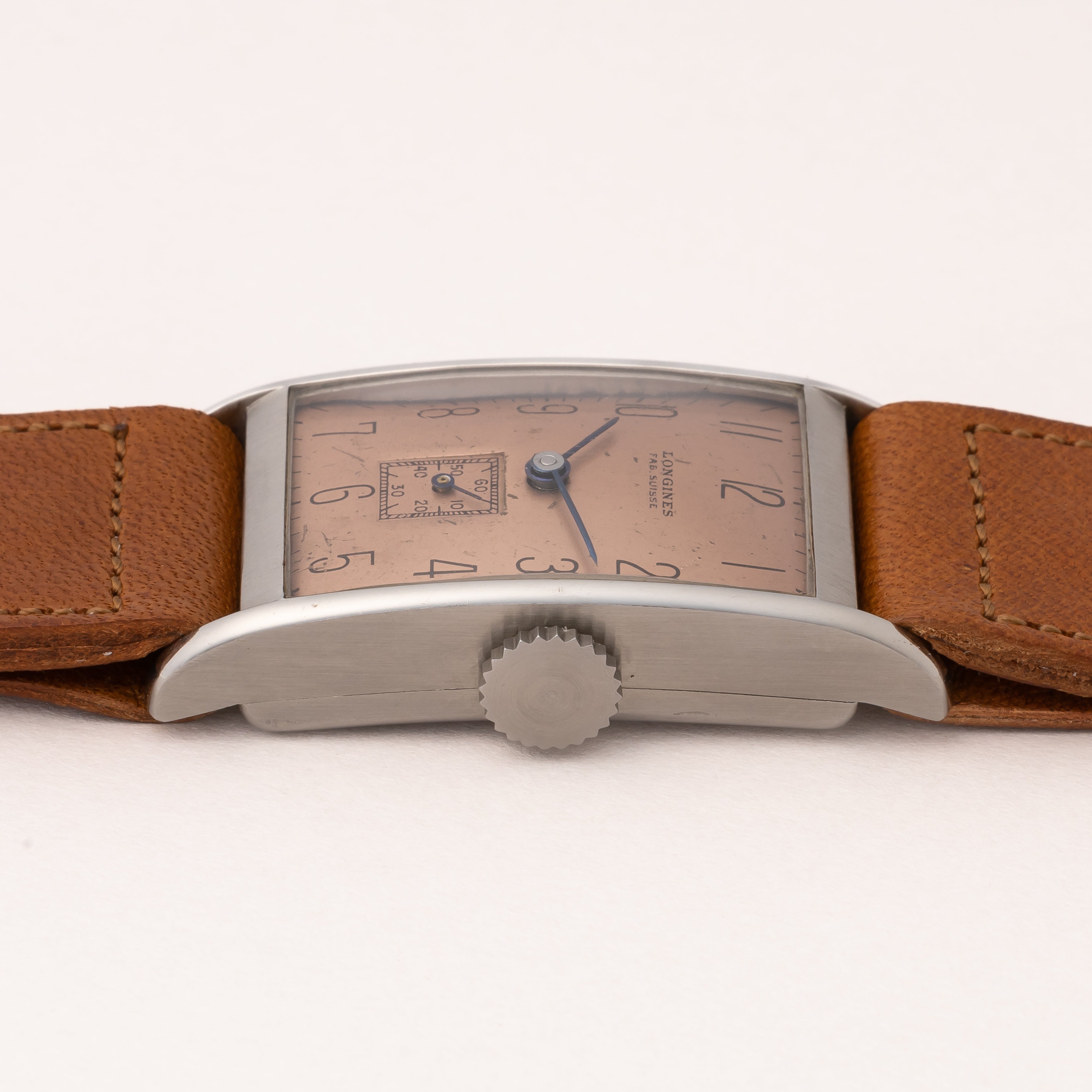 ロンジン レクタンギュラー 手巻き Cal.9L カッパーダイヤル 1940年代 ステイブライトケース