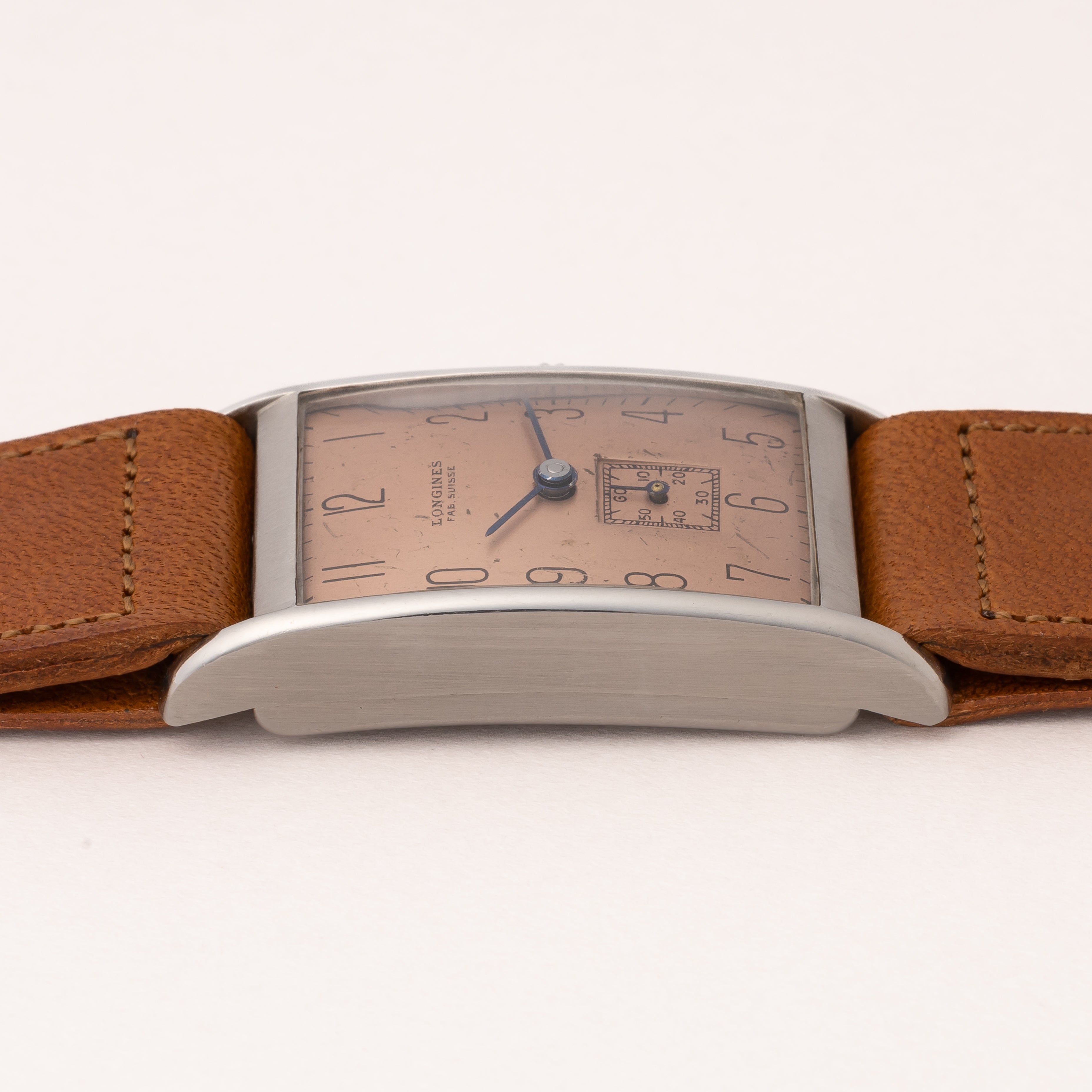 ロンジン レクタンギュラー 手巻き Cal.9L カッパーダイヤル 1940年代 ステイブライトケース