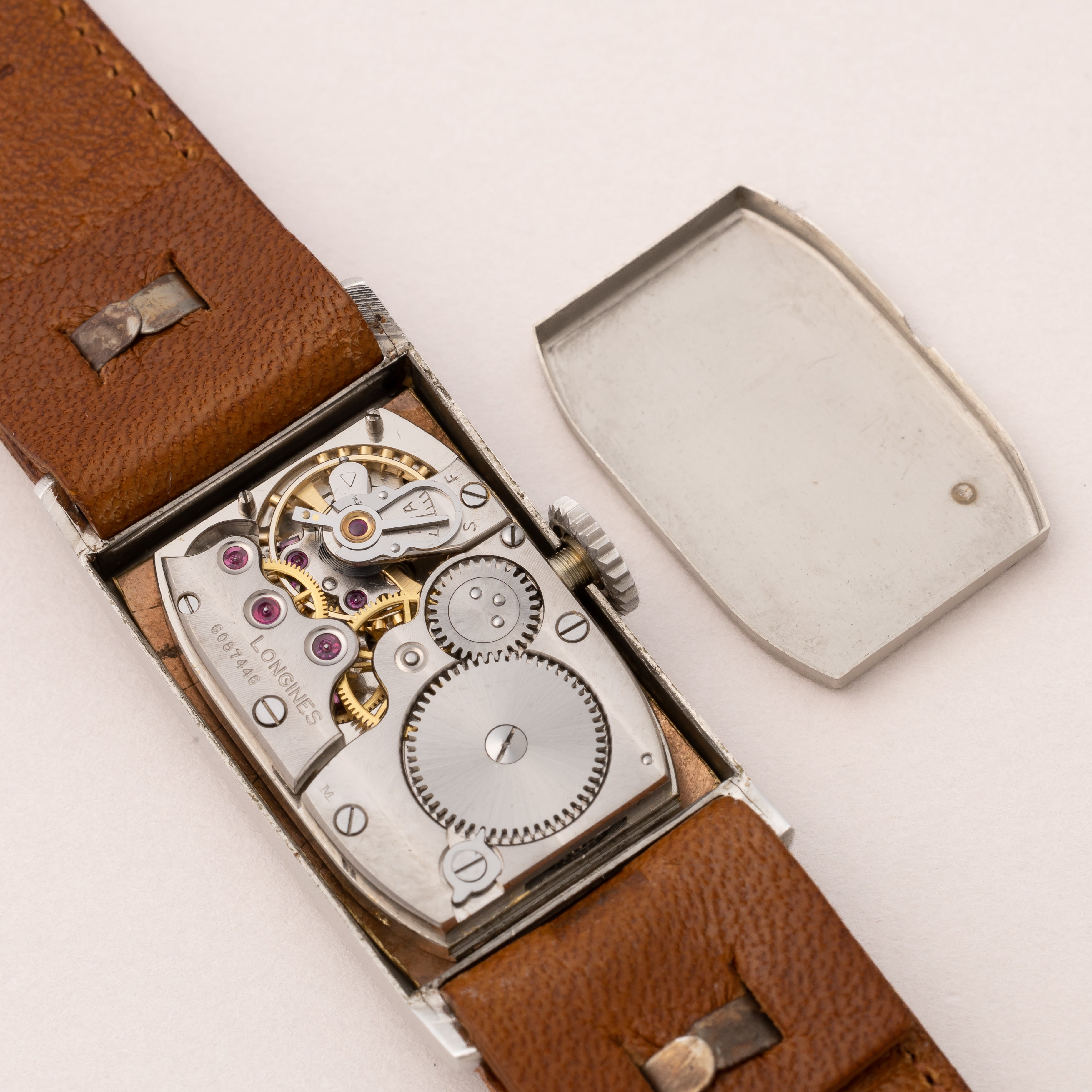 ロンジン レクタンギュラー 手巻き Cal.9L カッパーダイヤル 1940年代 ステイブライトケース