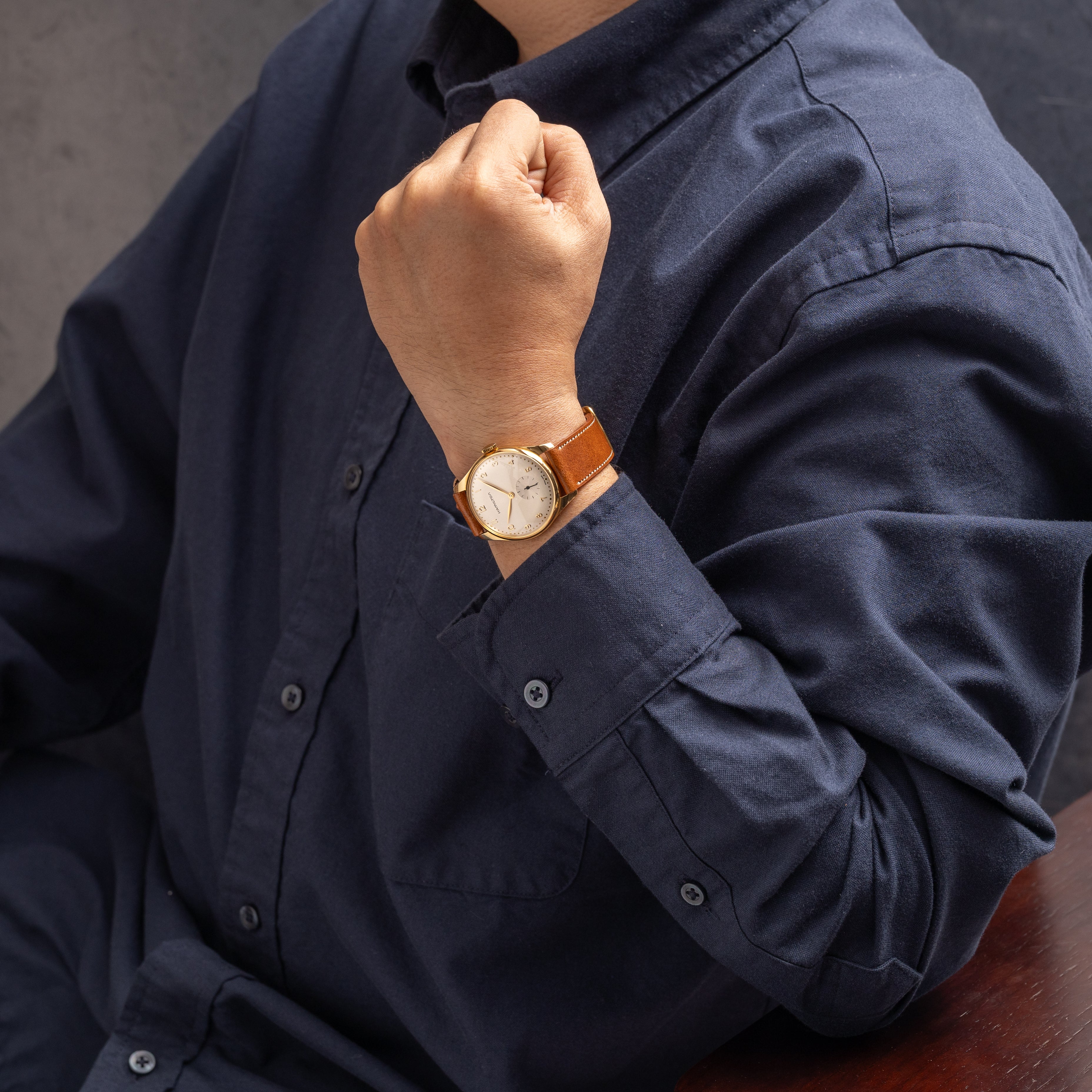 ハミルトン 18金無垢 ラウンドケース アラビアダイヤル 1990年代製