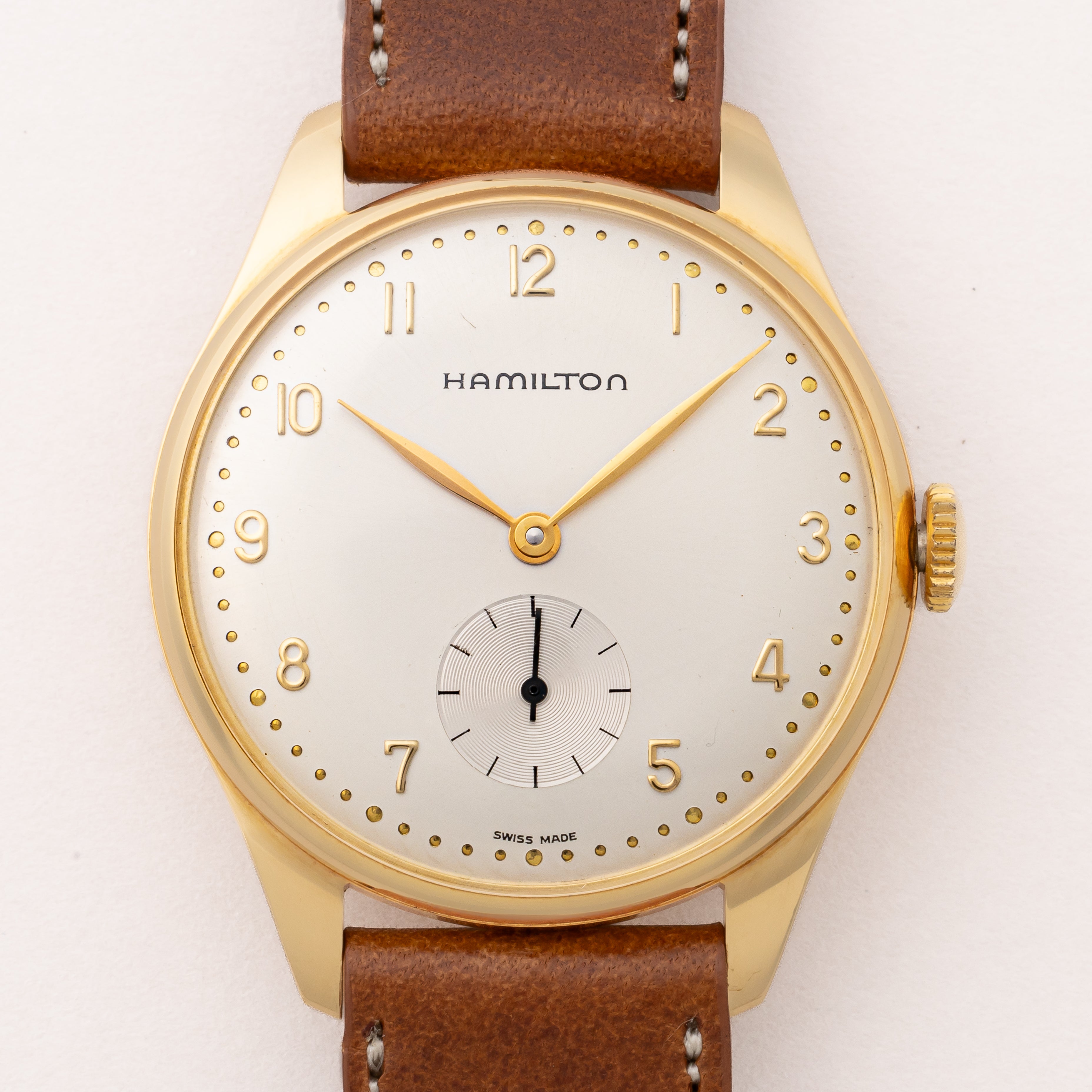 ハミルトン 18金無垢 ラウンドケース アラビアダイヤル 1990年代製