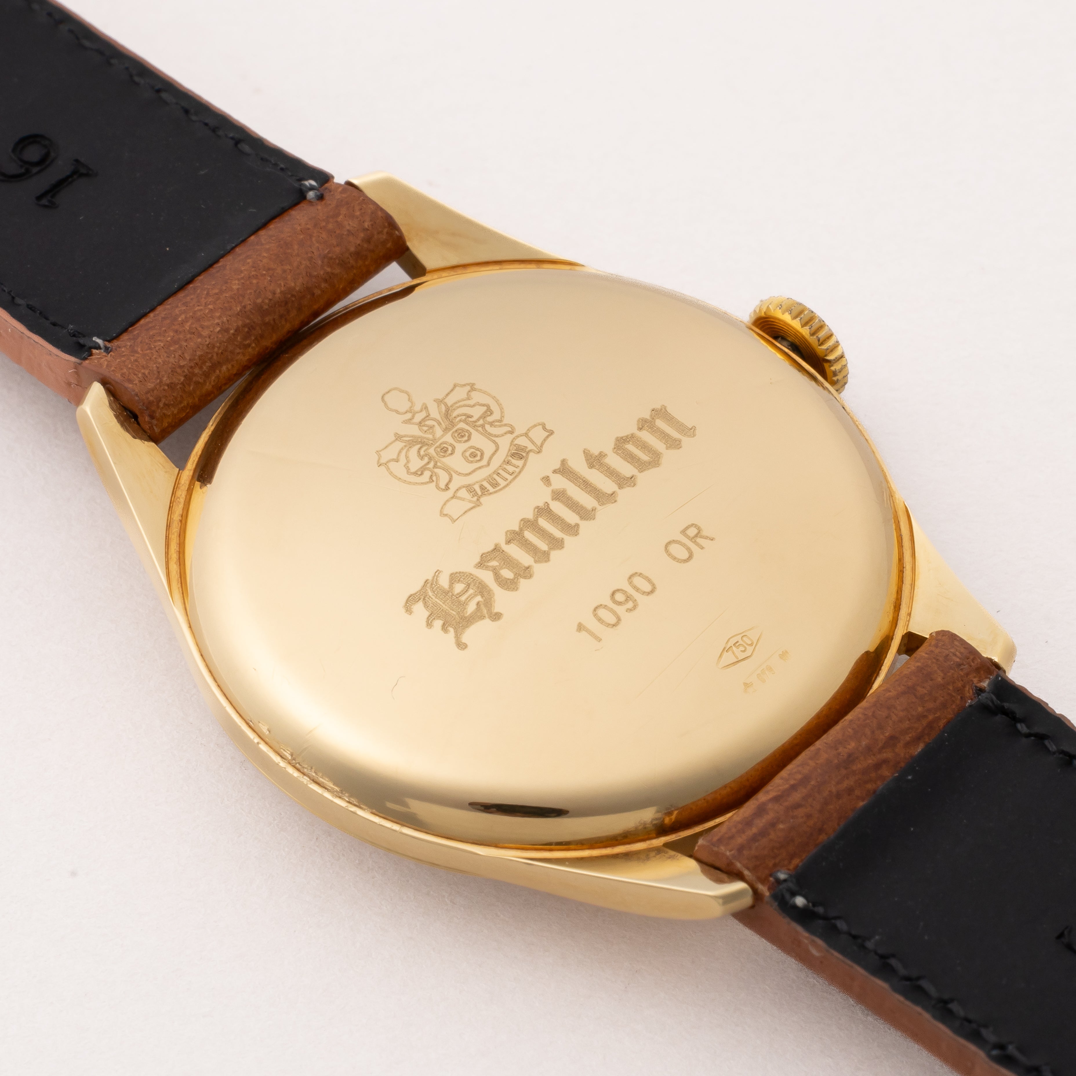 ハミルトン 18金無垢 ラウンドケース アラビアダイヤル 1990年代製