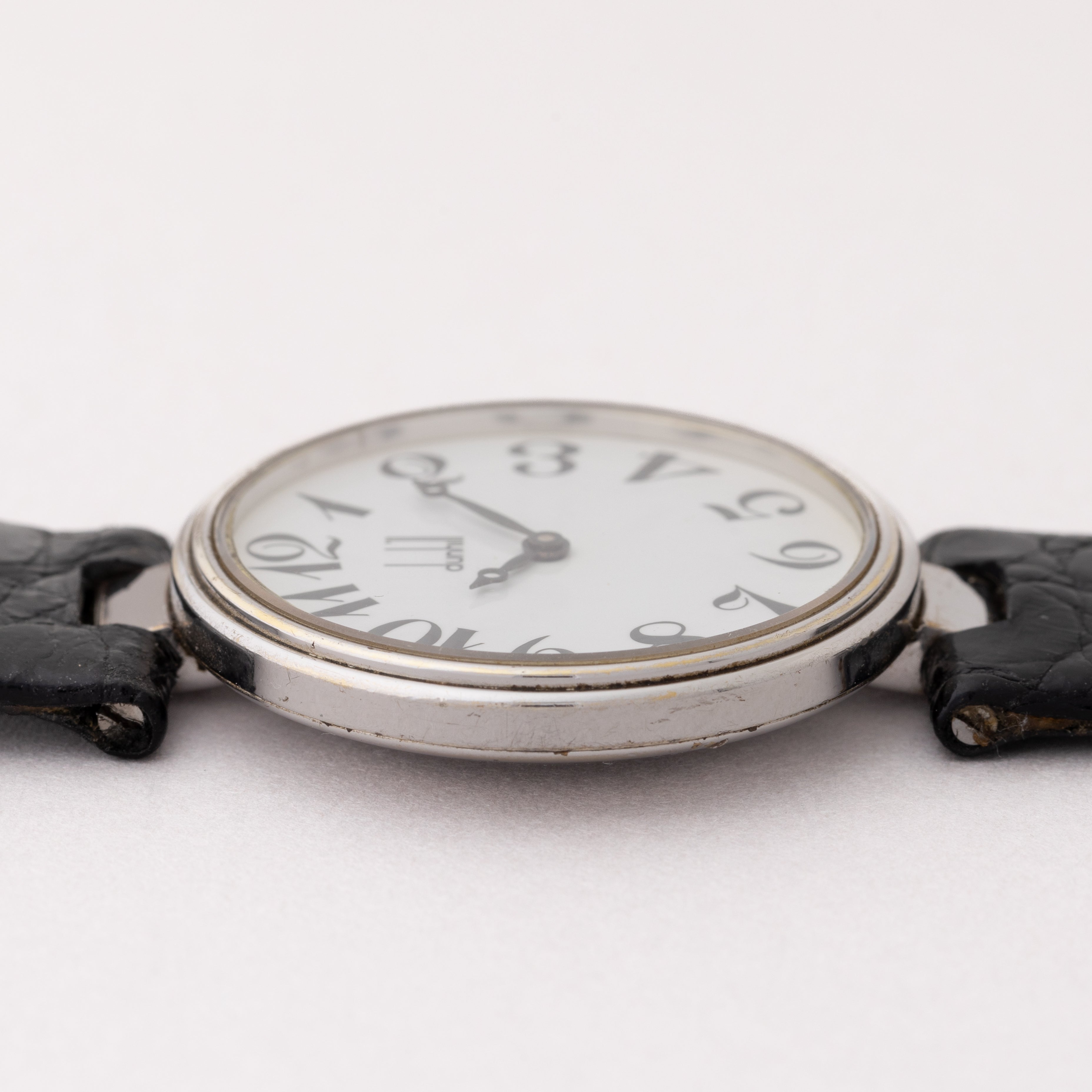 ダンヒル 銀無垢ラウンドケース 手巻きクロノメーター 1980年代製 アラビアダイヤル