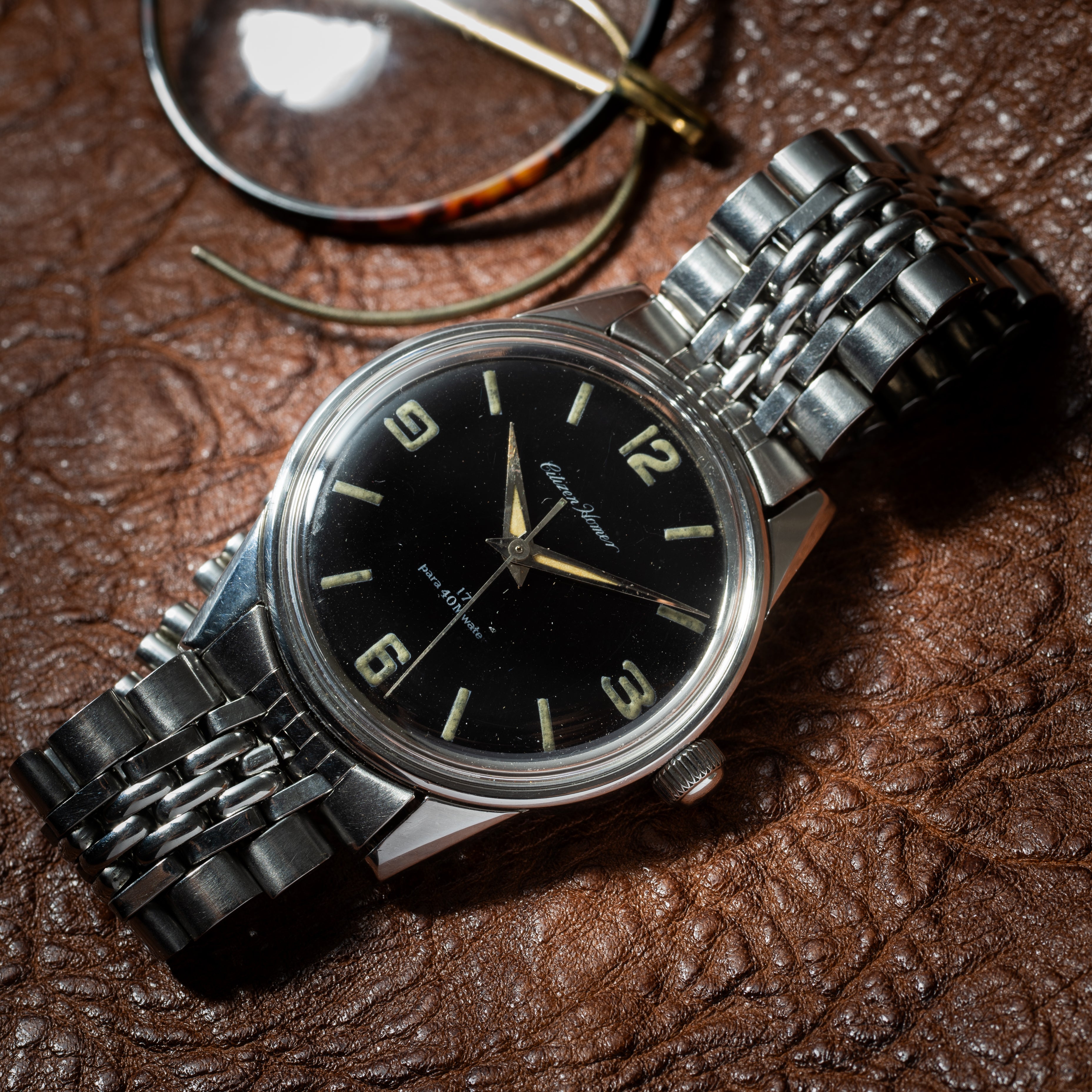 シチズン ホーマー パラウォーター オリジナルブラックダイヤル 1963年製 純正ステンレスブレス