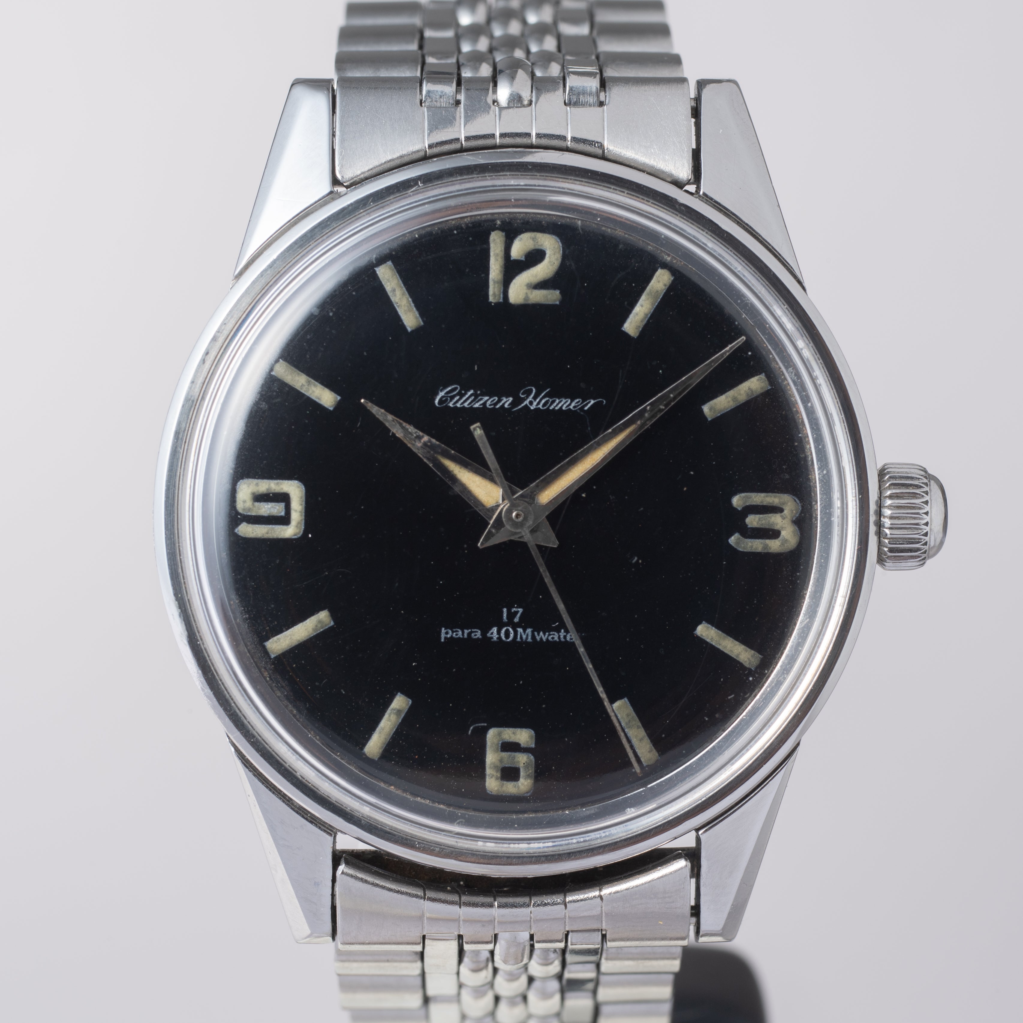 シチズン ホーマー パラウォーター オリジナルブラックダイヤル 1963年製 純正ステンレスブレス
