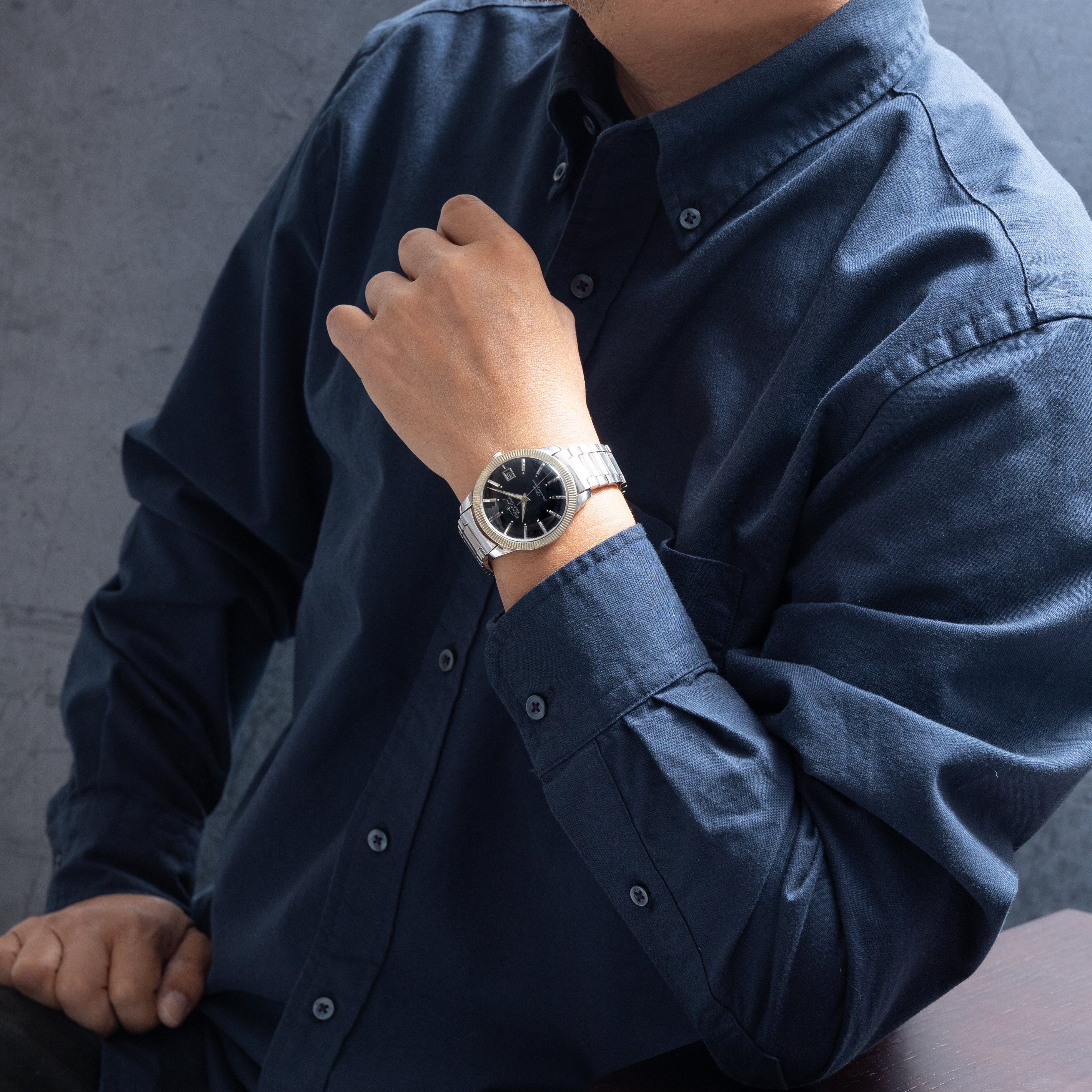 シチズン ジェット 40㎜ビッグケースブラック 1963年製 ステンレスブレス