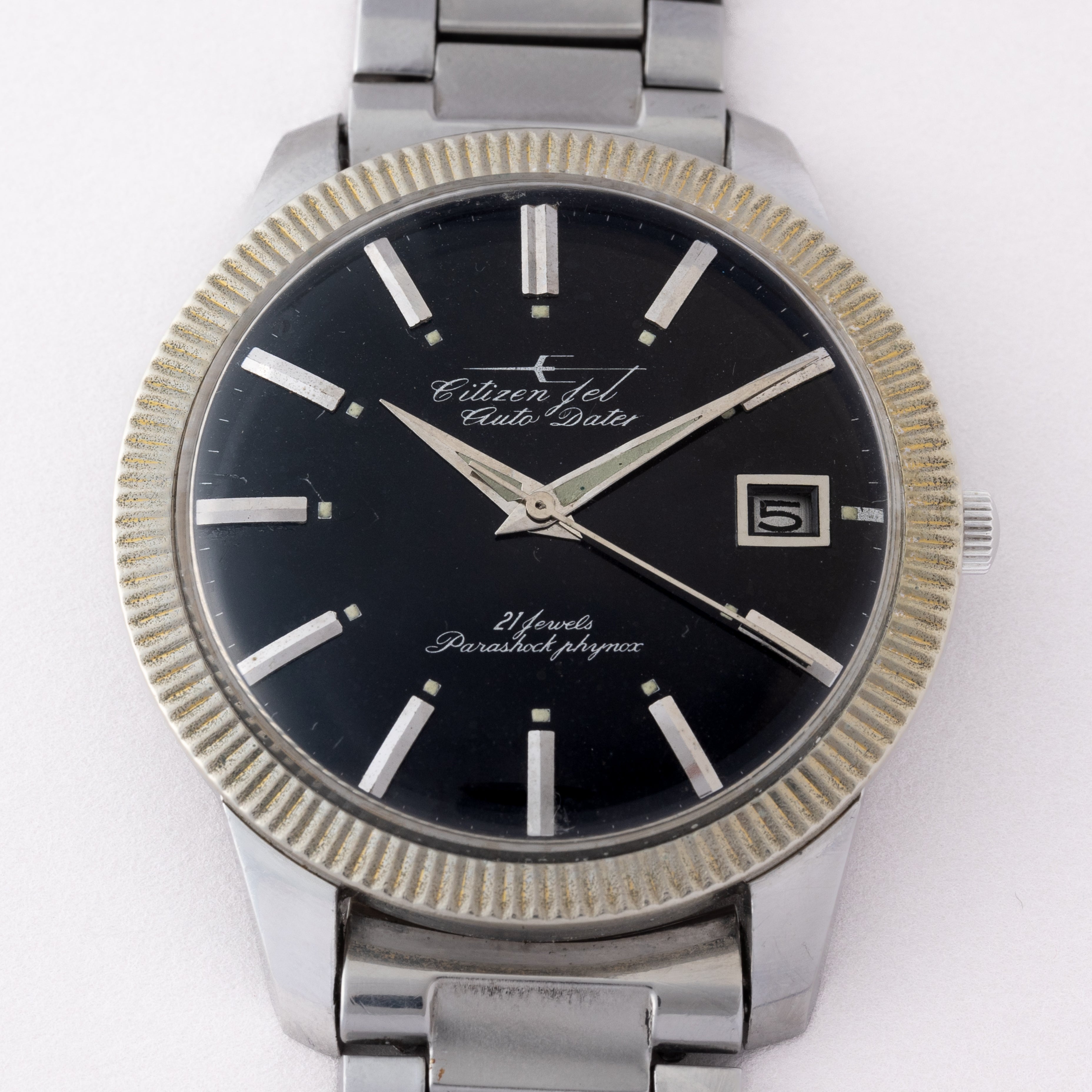 シチズン ジェット 40㎜ビッグケースブラック 1963年製 ステンレスブレス