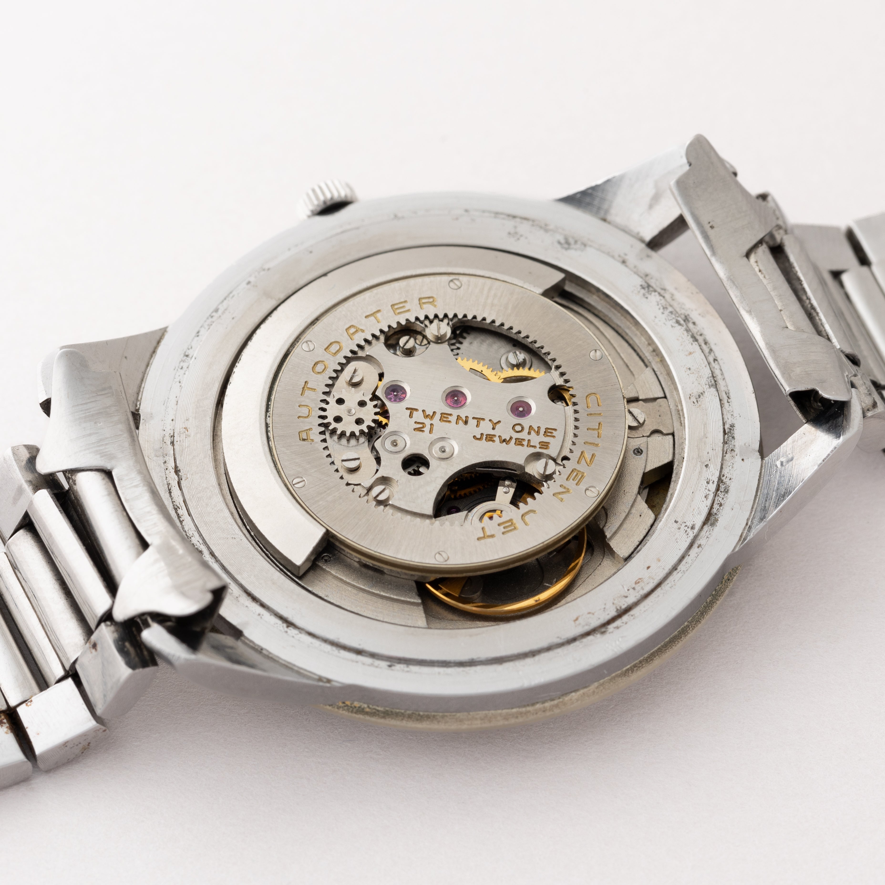 シチズン ジェット 40㎜ビッグケースブラック 1963年製 ステンレスブレス