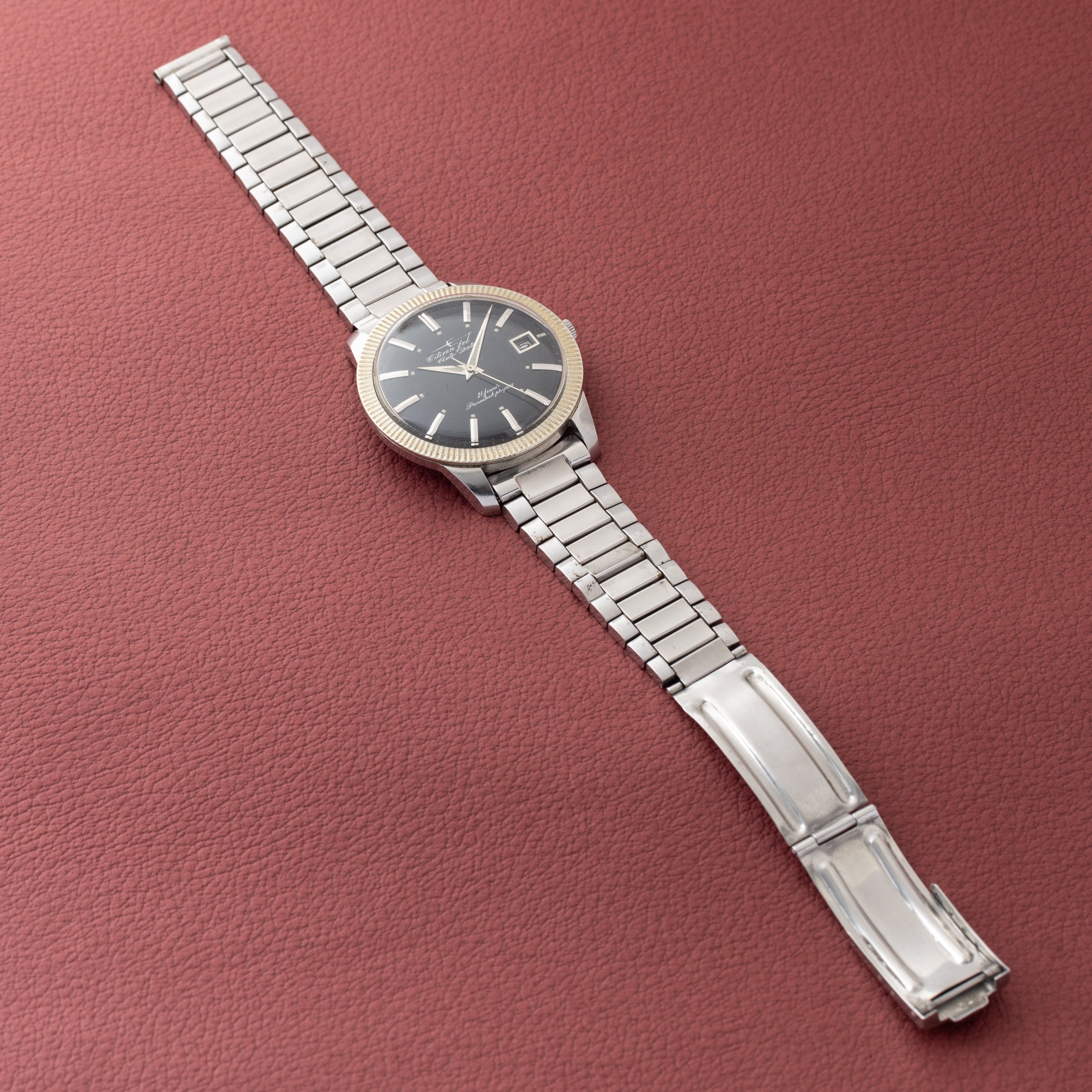 シチズン ジェット 40㎜ビッグケースブラック 1963年製 ステンレスブレス