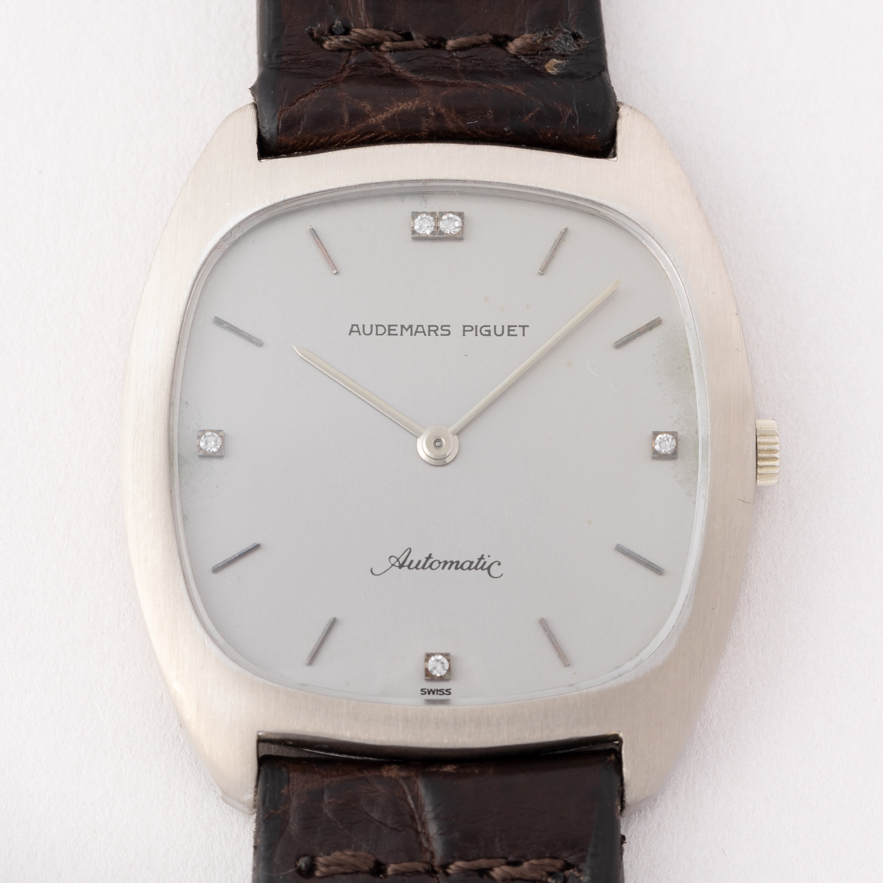 オーデマ・ピゲ Cライン18金無垢ホワイトゴールドケース5Pダイヤ 自動巻き スリム2針 1970年代製