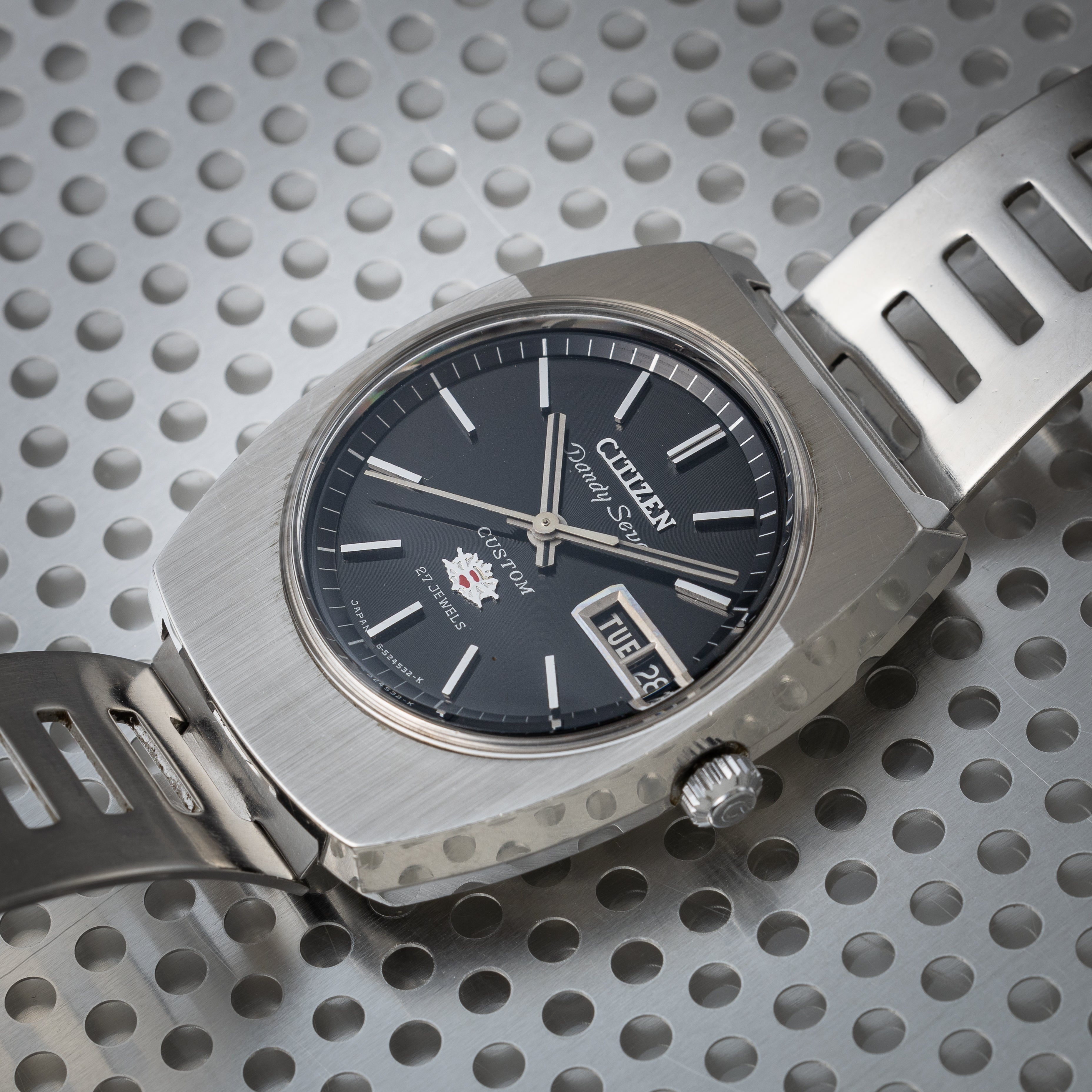 シチズン ダンディセブンカスタム 1969年製 自動巻き レコードダイヤル デイデイト ブレス付き