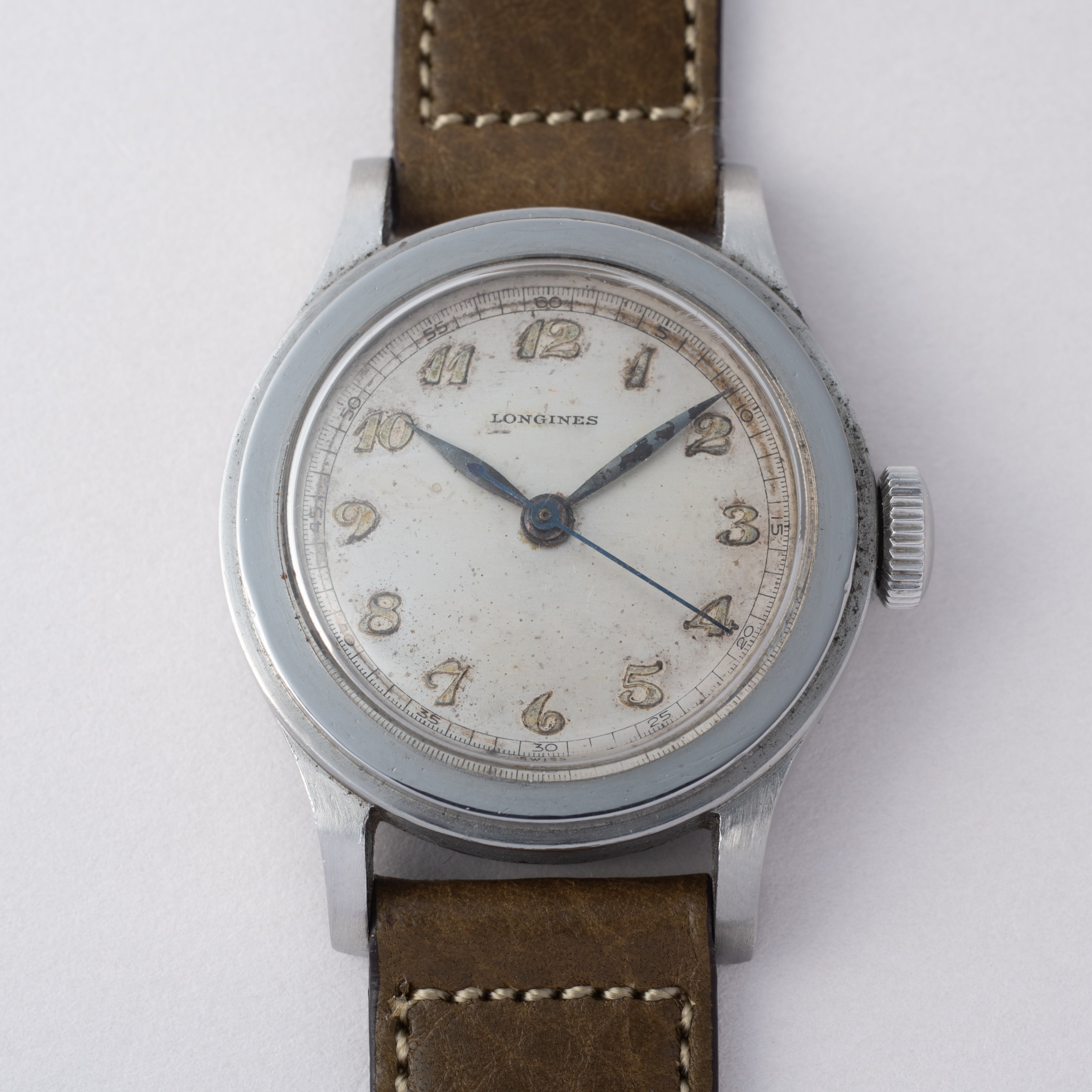ロンジン トレタケ Cal.10L 1943年製 ブレゲ数字 ブルースチール針 手巻き