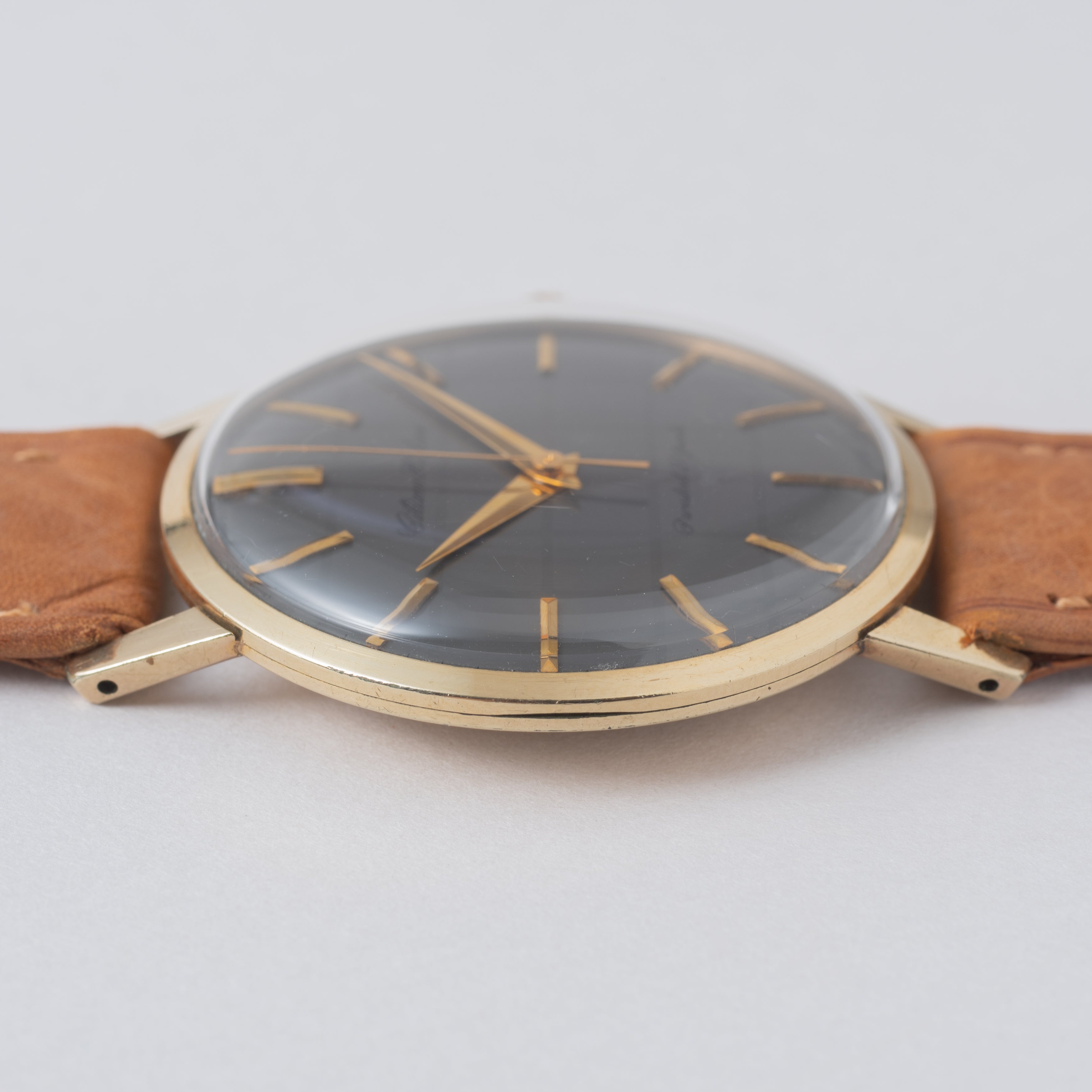 シチズン ハイライン 1962年製 格子模様 グレーダイヤル 14KGF 純正革ベルト、純正尾錠、タグ付き