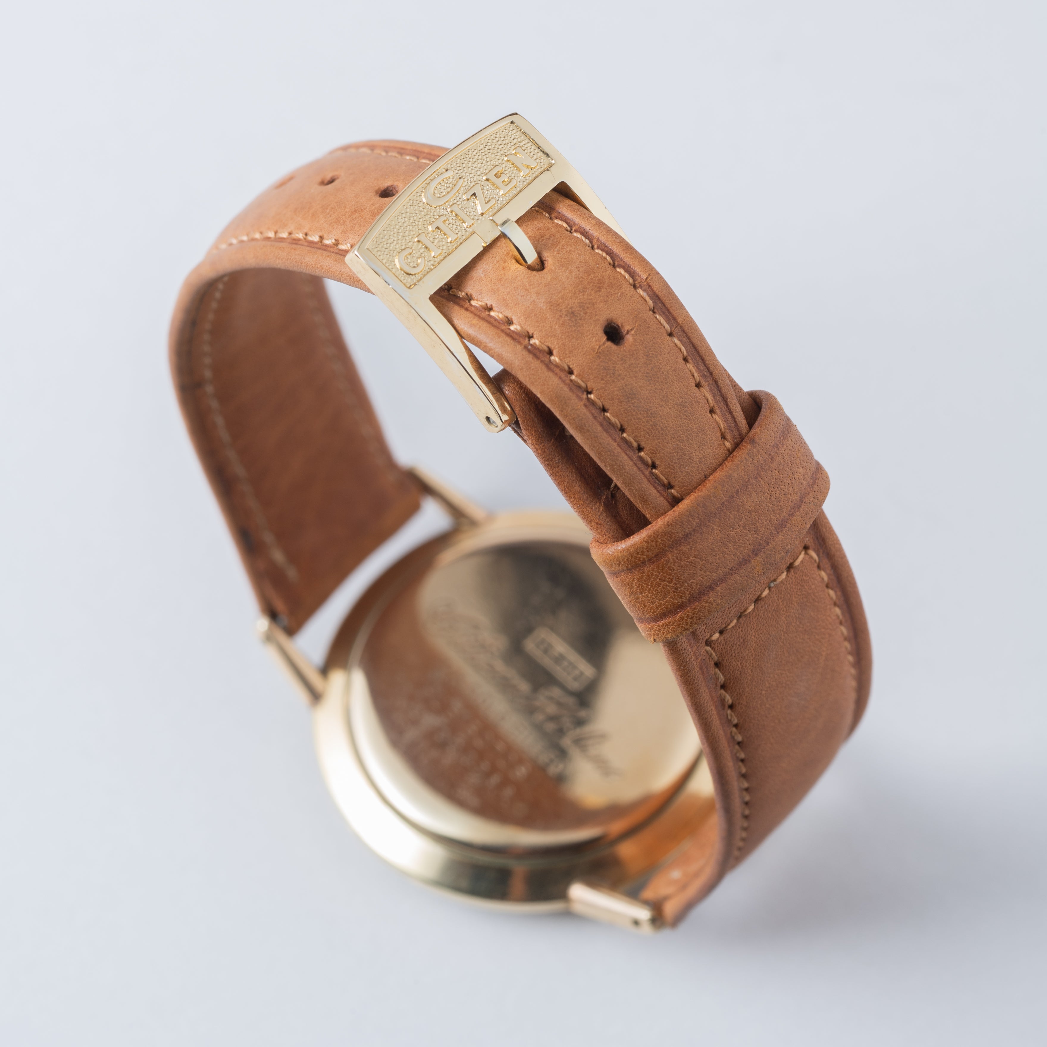 シチズン ハイライン 1962年製 格子模様 グレーダイヤル 14KGF 純正革ベルト、純正尾錠、タグ付き