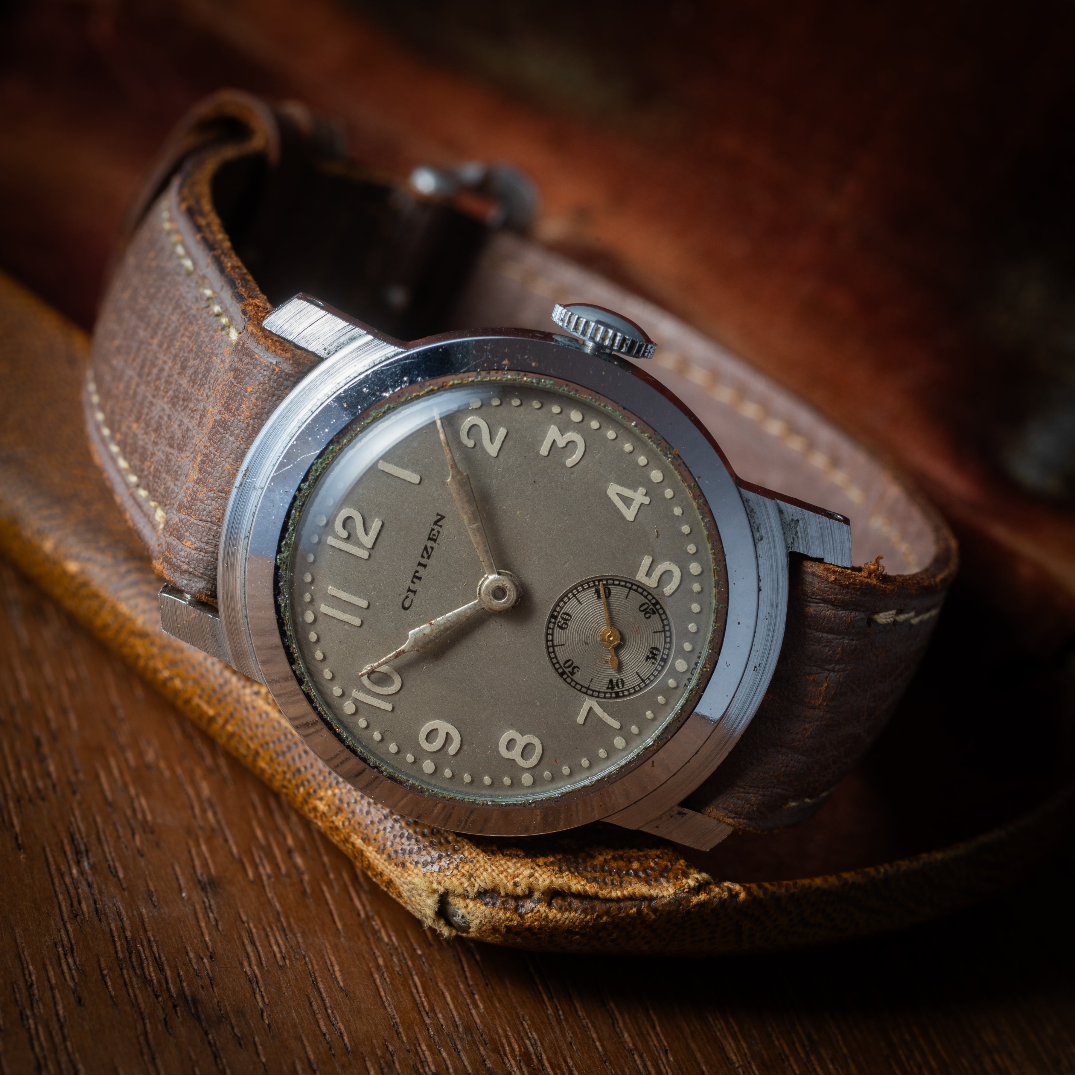 シチズン ラウンドケース 手巻き スモールセコンド グレーダイヤル 1930年代